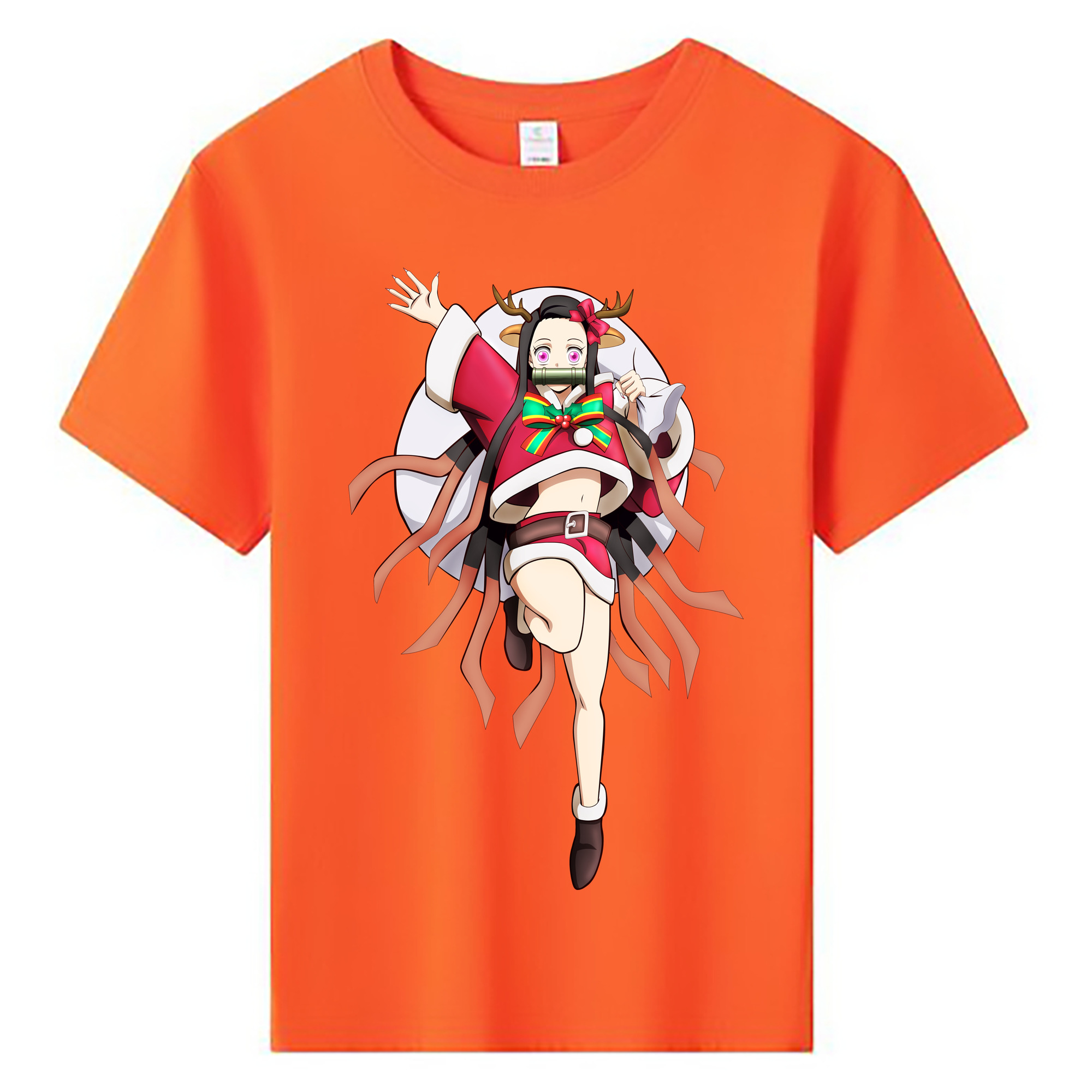（画像用） 鬼滅の刃（きめつのやいば）竈門 禰󠄀豆子／かまど ねずこ Kamado Nezuko 綿100％キッズTシャツ（フロントプリント）
