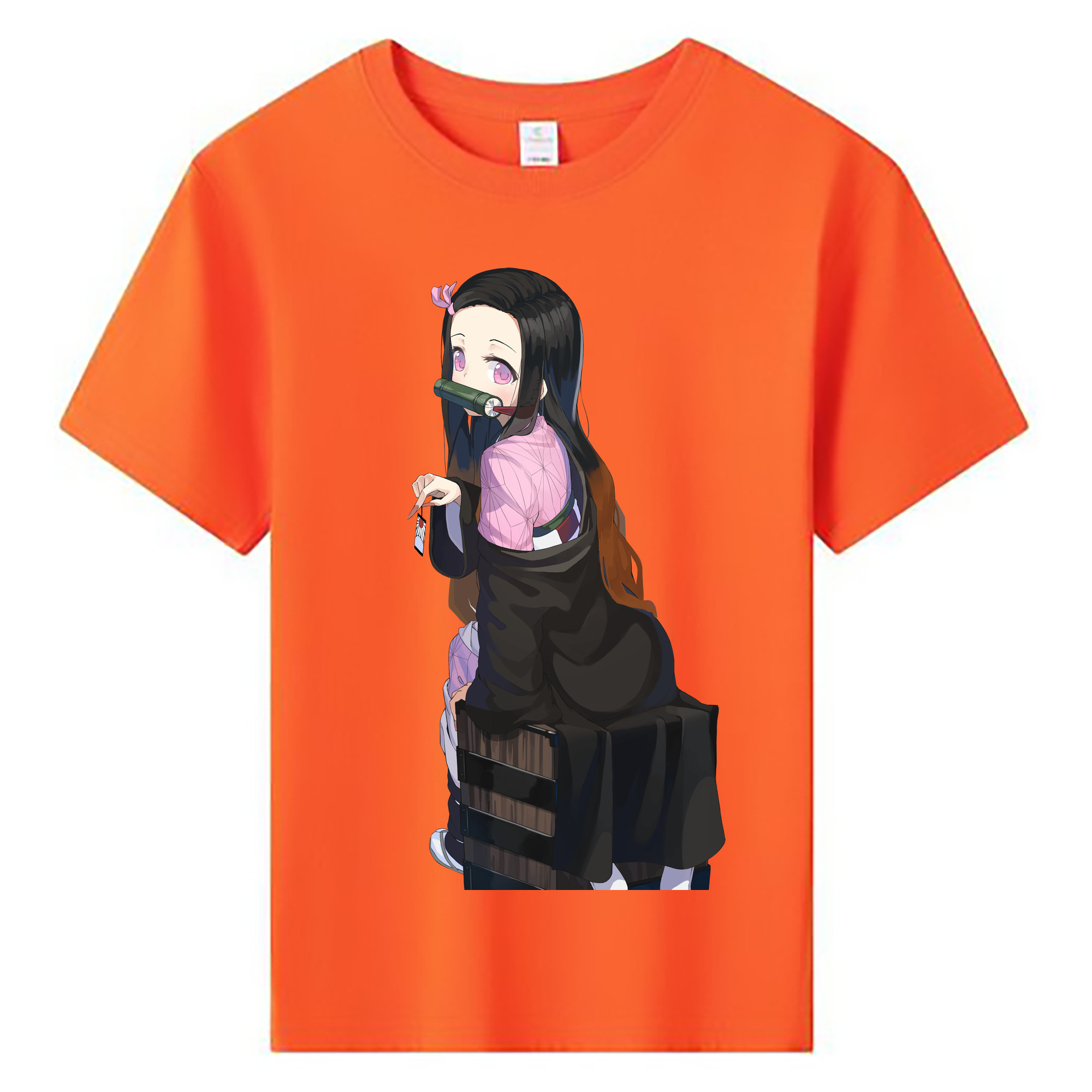 （画像用） 鬼滅の刃（きめつのやいば）竈門 禰󠄀豆子／かまど ねずこ Kamado Nezuko 綿100％キッズTシャツ（フロントプリント）