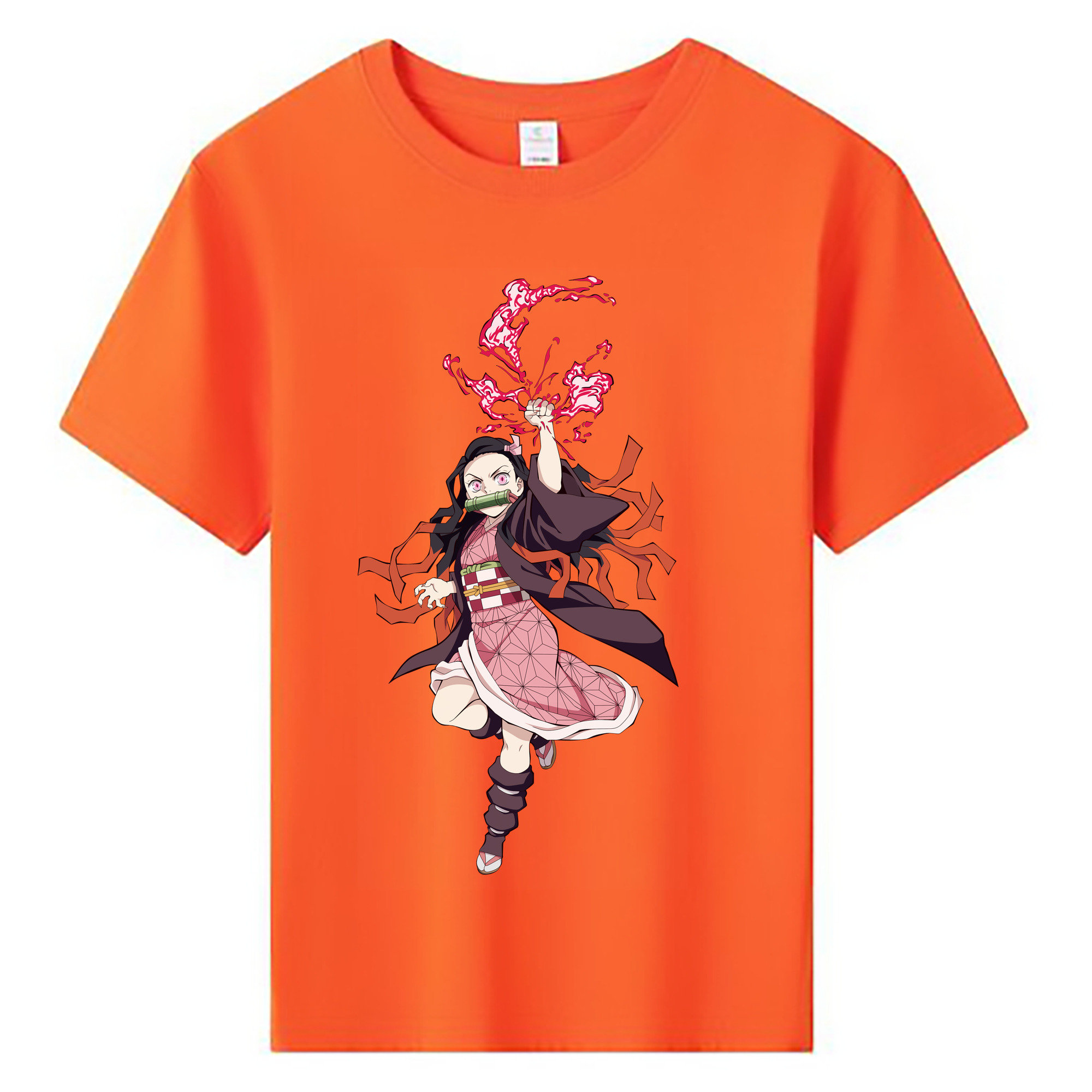 （画像用） 鬼滅の刃（きめつのやいば）竈門 禰󠄀豆子／かまど ねずこ Kamado Nezuko 綿100％キッズTシャツ（フロントプリント）