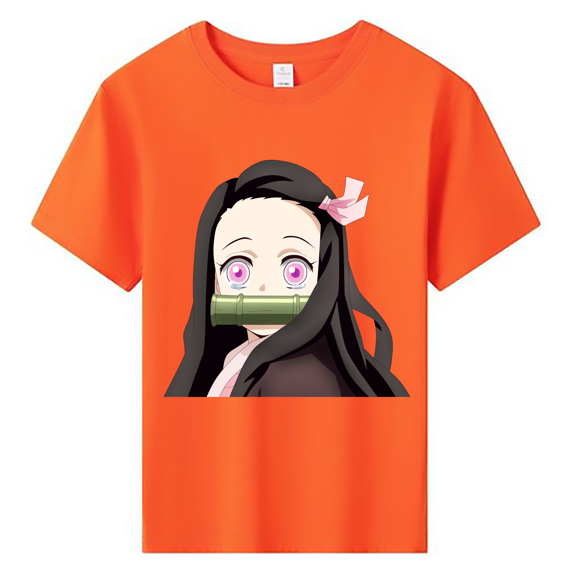 （画像用） 鬼滅の刃（きめつのやいば）竈門 禰󠄀豆子／かまど ねずこ Kamado Nezuko 綿100％キッズTシャツ（フロントプリント）