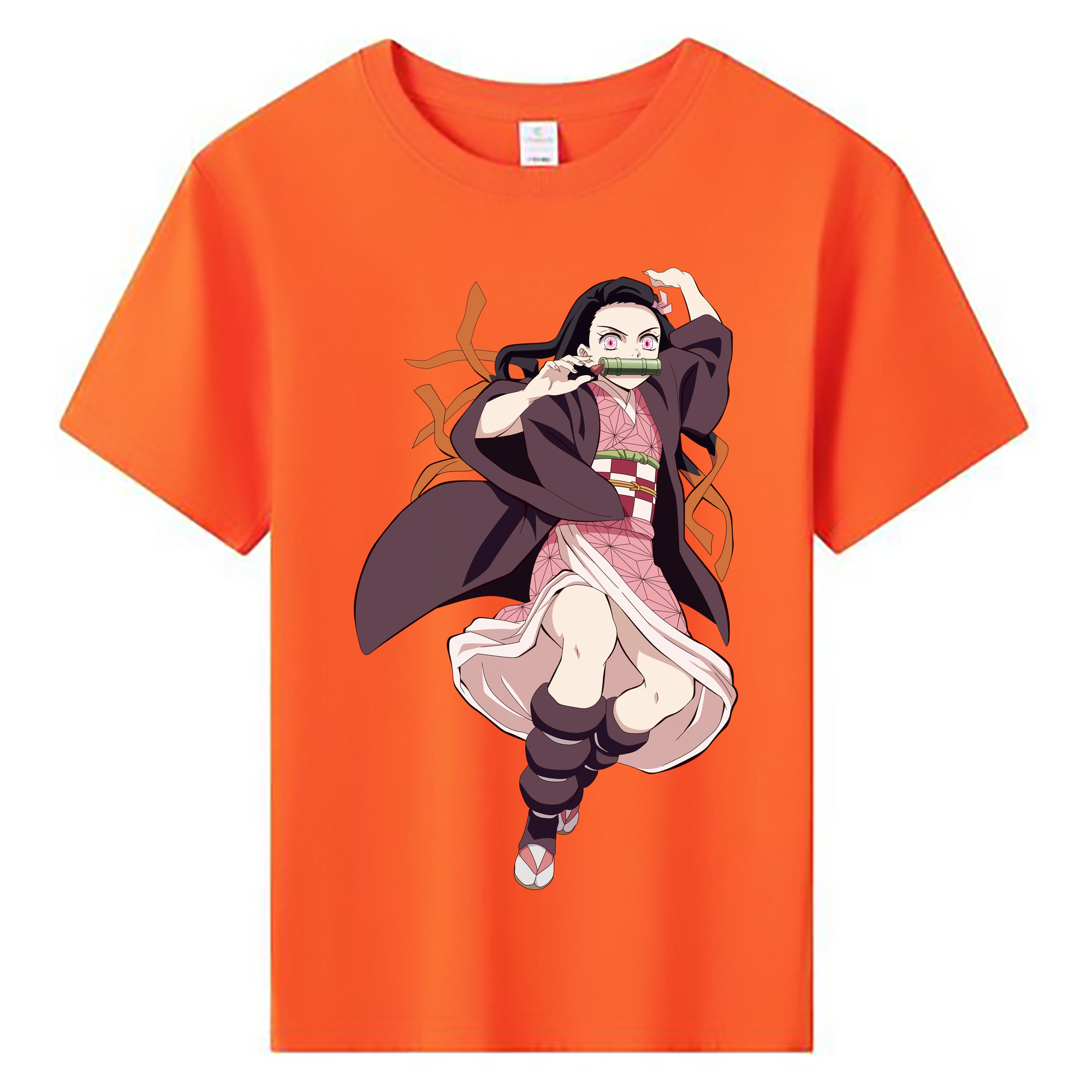 （画像用） 鬼滅の刃（きめつのやいば）竈門 禰󠄀豆子／かまど ねずこ Kamado Nezuko 綿100％キッズTシャツ（フロントプリント）