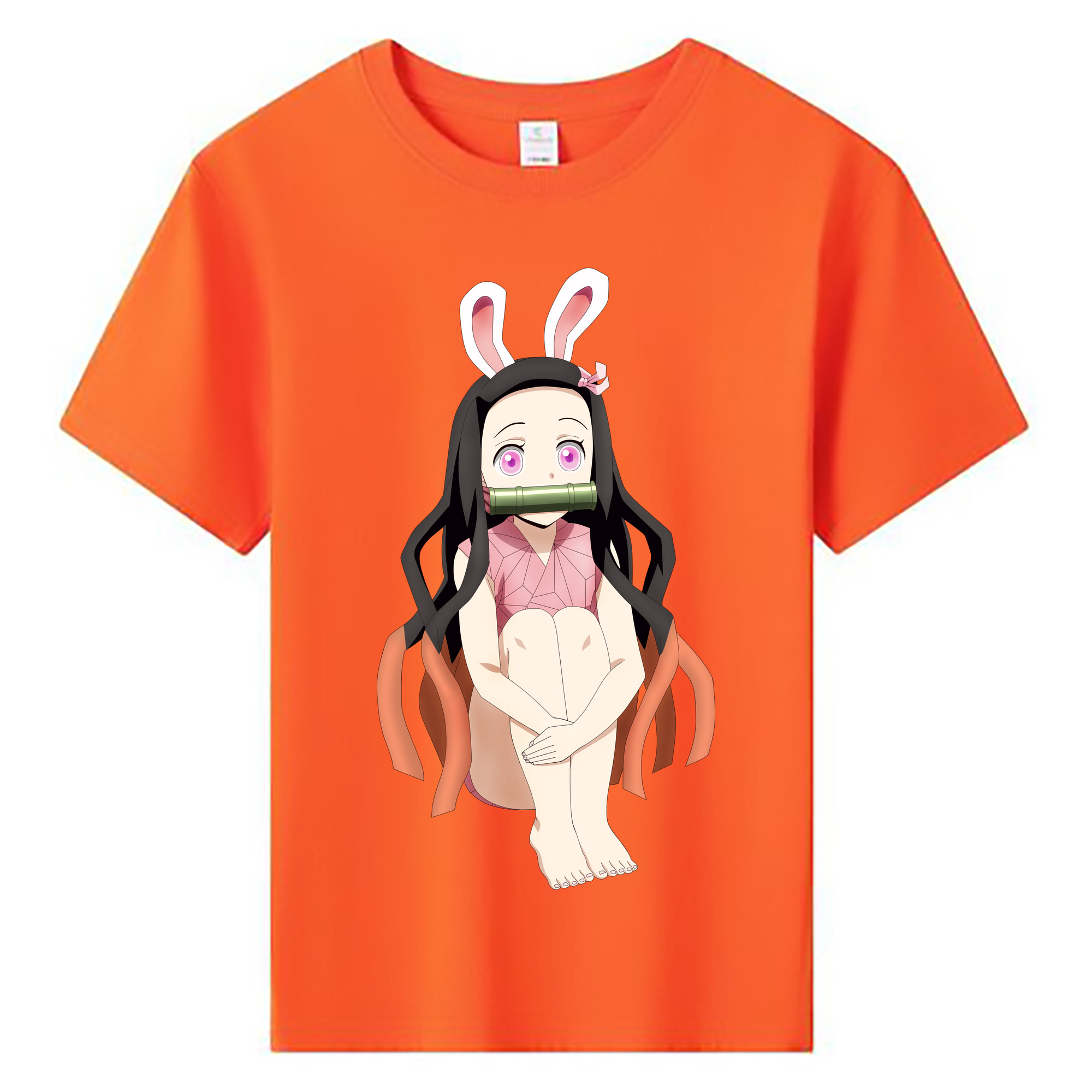 （画像用） 鬼滅の刃（きめつのやいば）竈門 禰󠄀豆子／かまど ねずこ Kamado Nezuko 綿100％キッズTシャツ（フロントプリント）