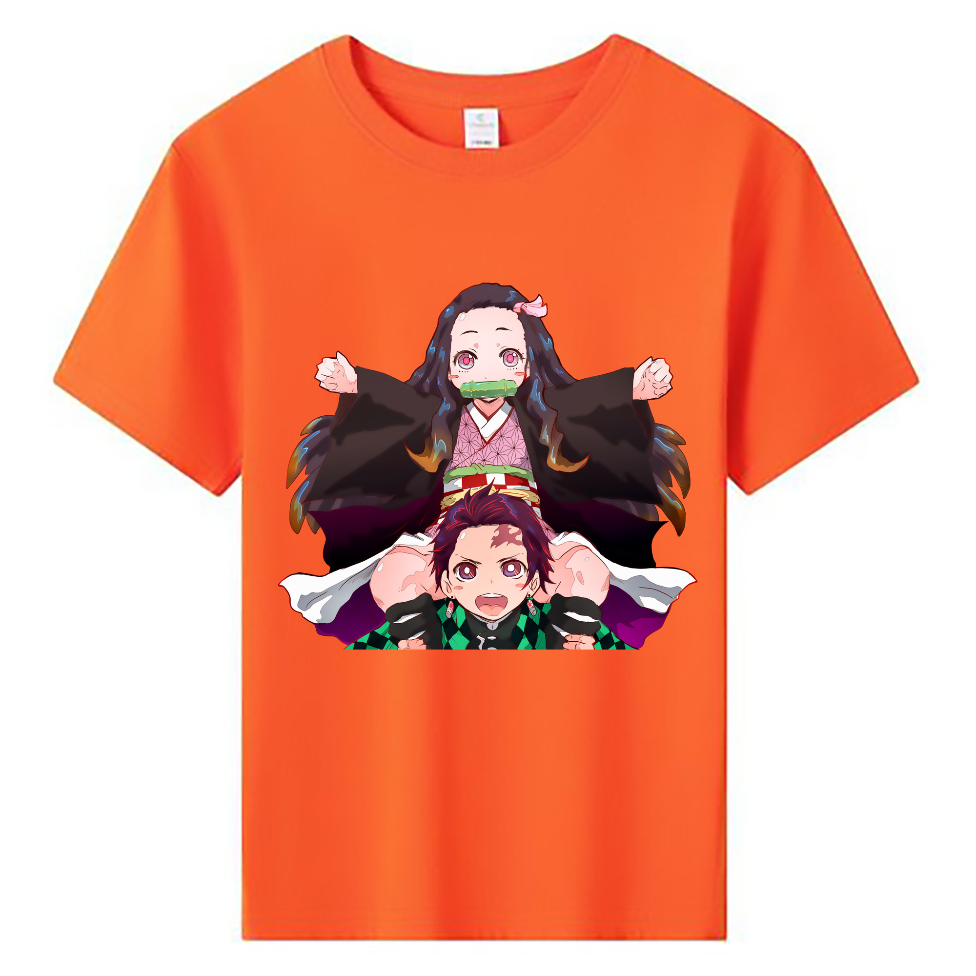 （画像用） 鬼滅の刃（きめつのやいば）竈門 禰󠄀豆子／かまど ねずこ Kamado Nezuko 綿100％キッズTシャツ（フロントプリント）