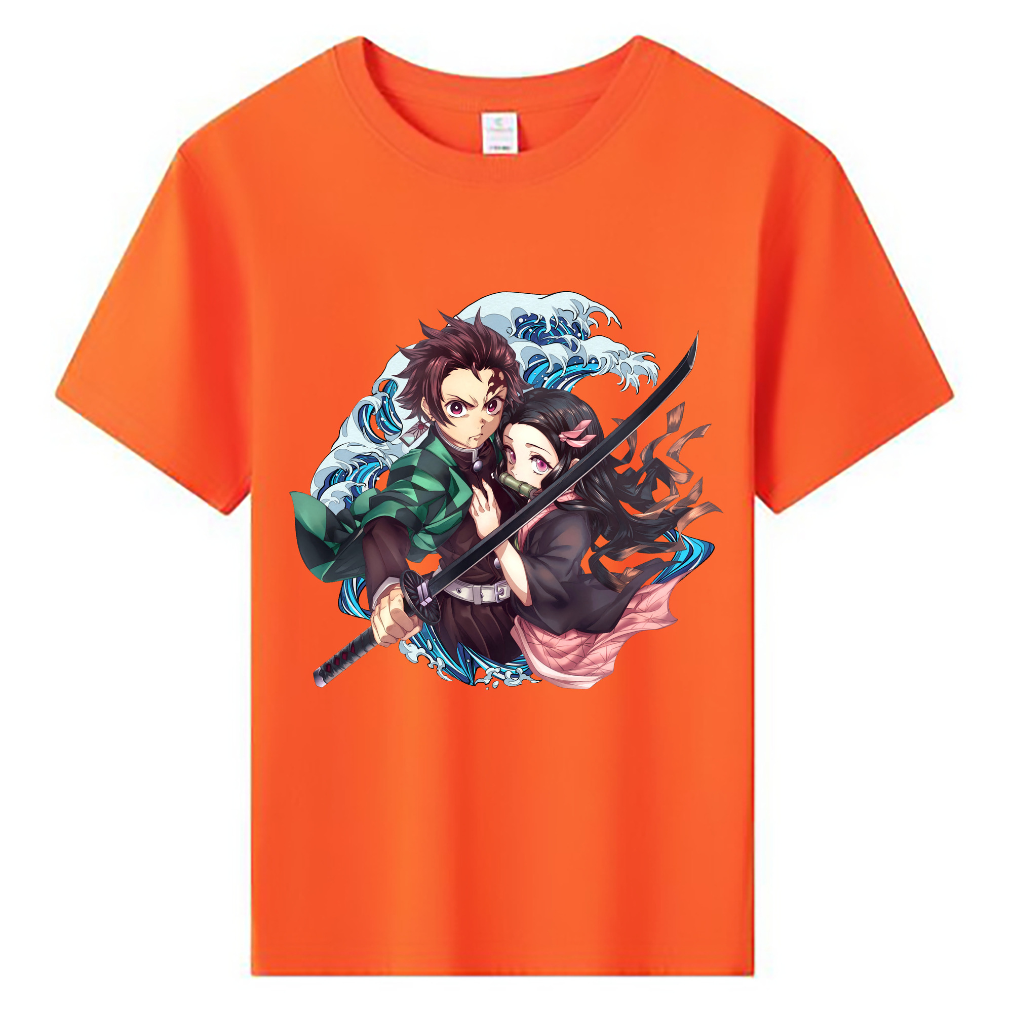 （画像用） 鬼滅の刃（きめつのやいば）竈門 禰󠄀豆子／かまど ねずこ Kamado Nezuko 綿100％キッズTシャツ（フロントプリント）