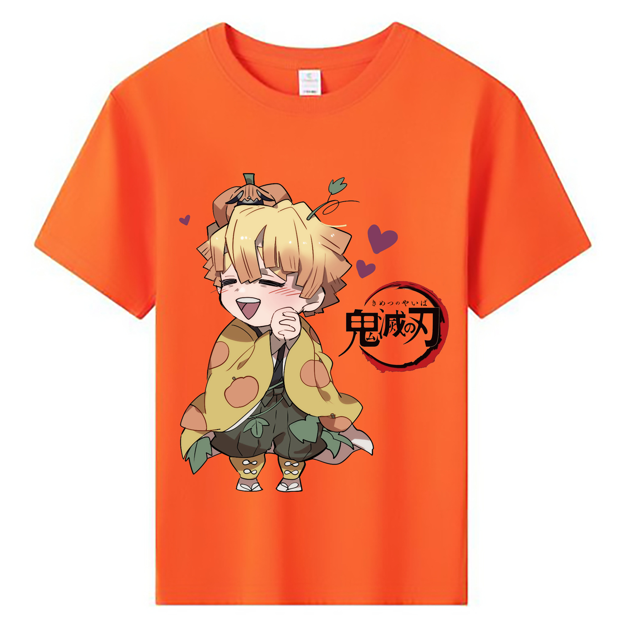 （画像用） 鬼滅の刃（きめつのやいば）我妻 善逸／あがつま ぜんいつ Agatsuma Zenitsu 綿100％キッズTシャツ（フロントプリント）