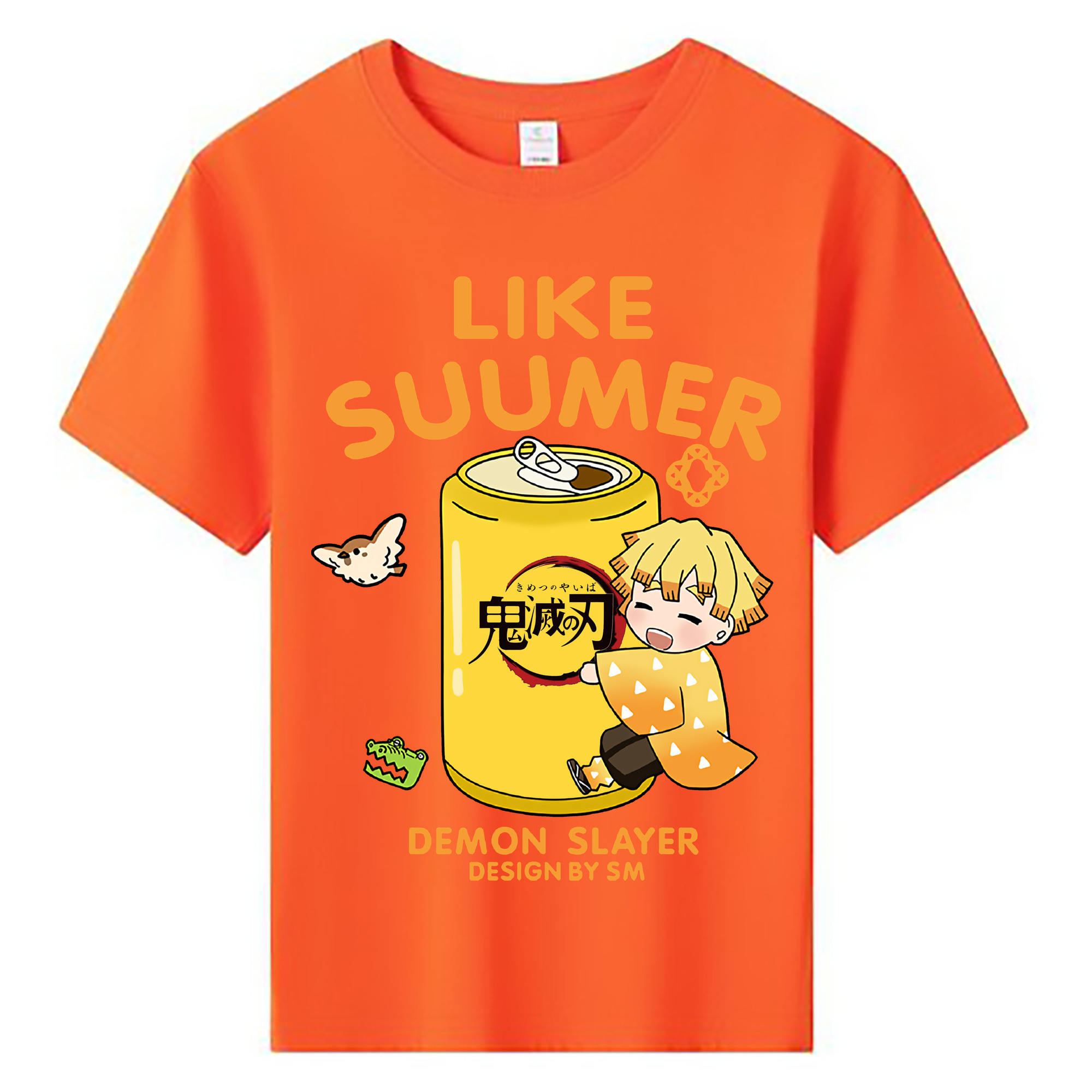 （画像用） 鬼滅の刃（きめつのやいば）我妻 善逸／あがつま ぜんいつ Agatsuma Zenitsu 綿100％キッズTシャツ（フロントプリント）
