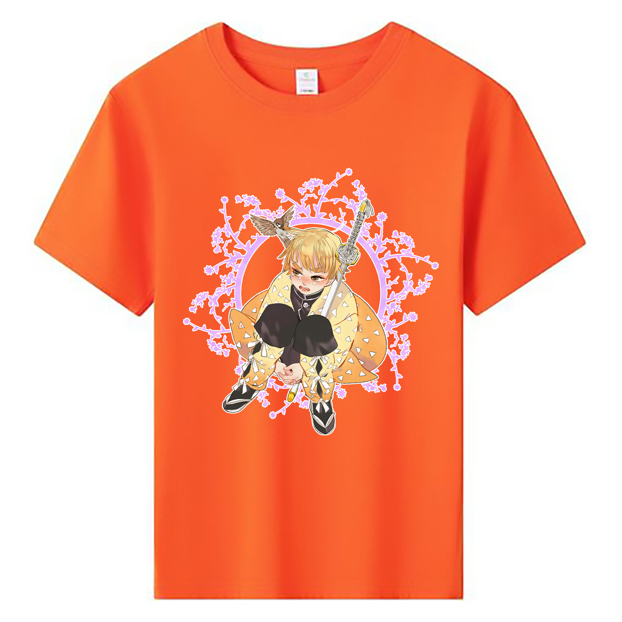 （画像用） 鬼滅の刃（きめつのやいば）我妻 善逸／あがつま ぜんいつ Agatsuma Zenitsu 綿100％キッズTシャツ（フロントプリント）