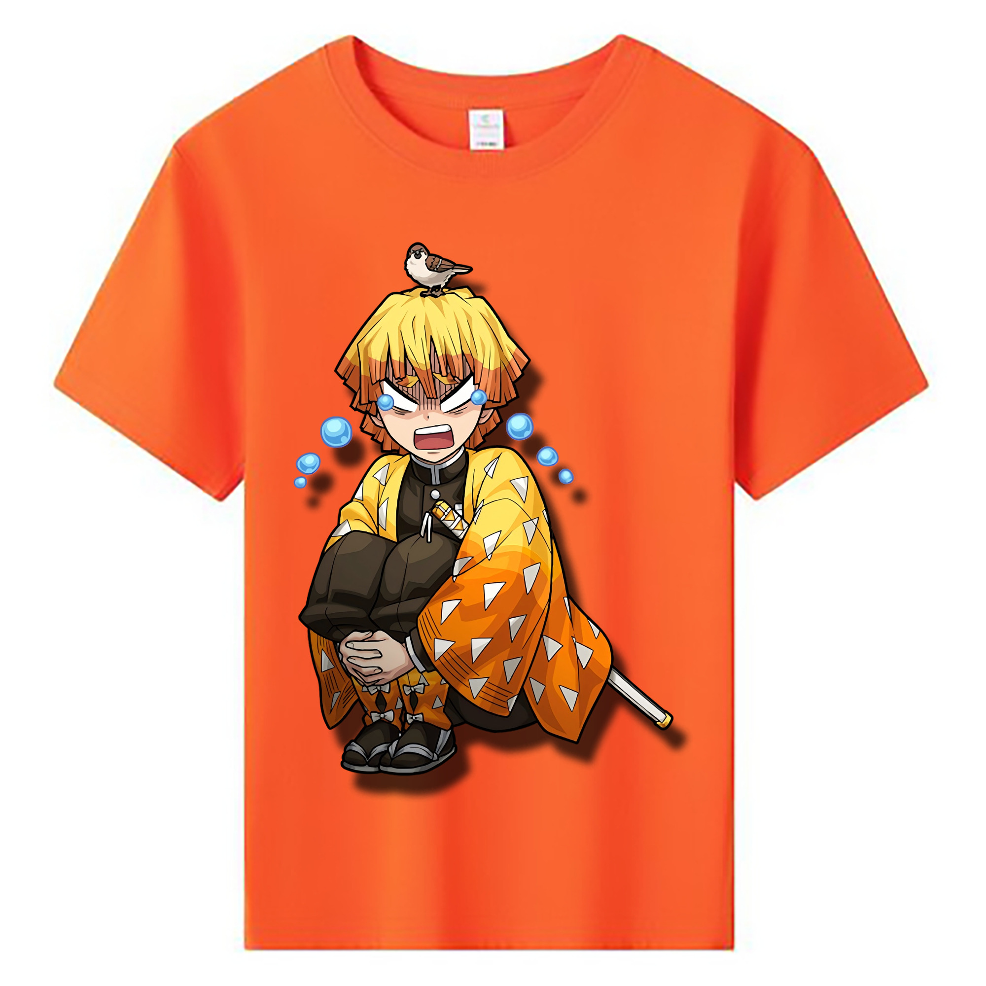 （画像用） 鬼滅の刃（きめつのやいば）我妻 善逸／あがつま ぜんいつ Agatsuma Zenitsu 綿100％キッズTシャツ（フロントプリント）