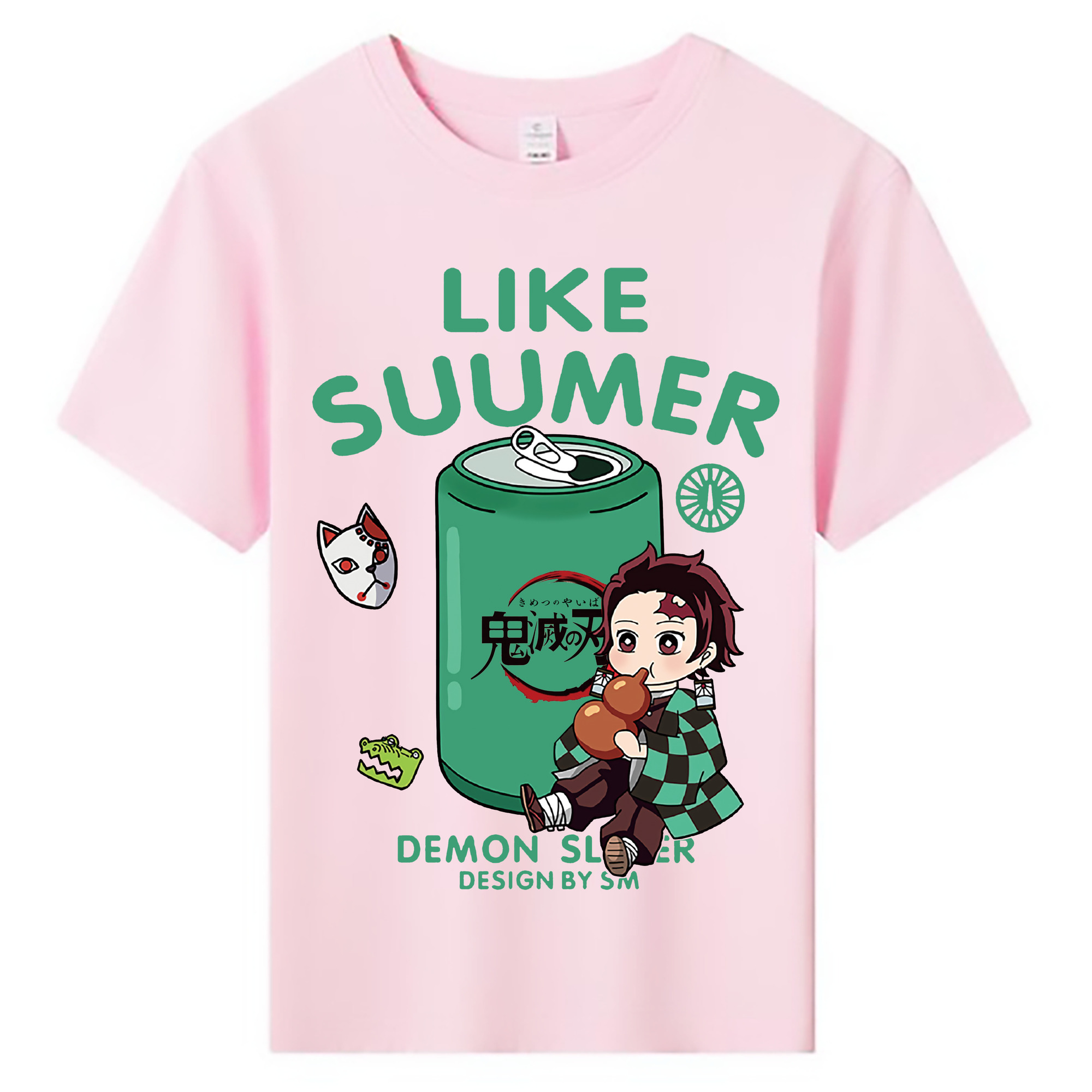 （画像用） 鬼滅の刃 竈門 炭治郎／かまど たんじろう Kamado Tanjirou 綿100％キッズTシャツ（フロントプリント）