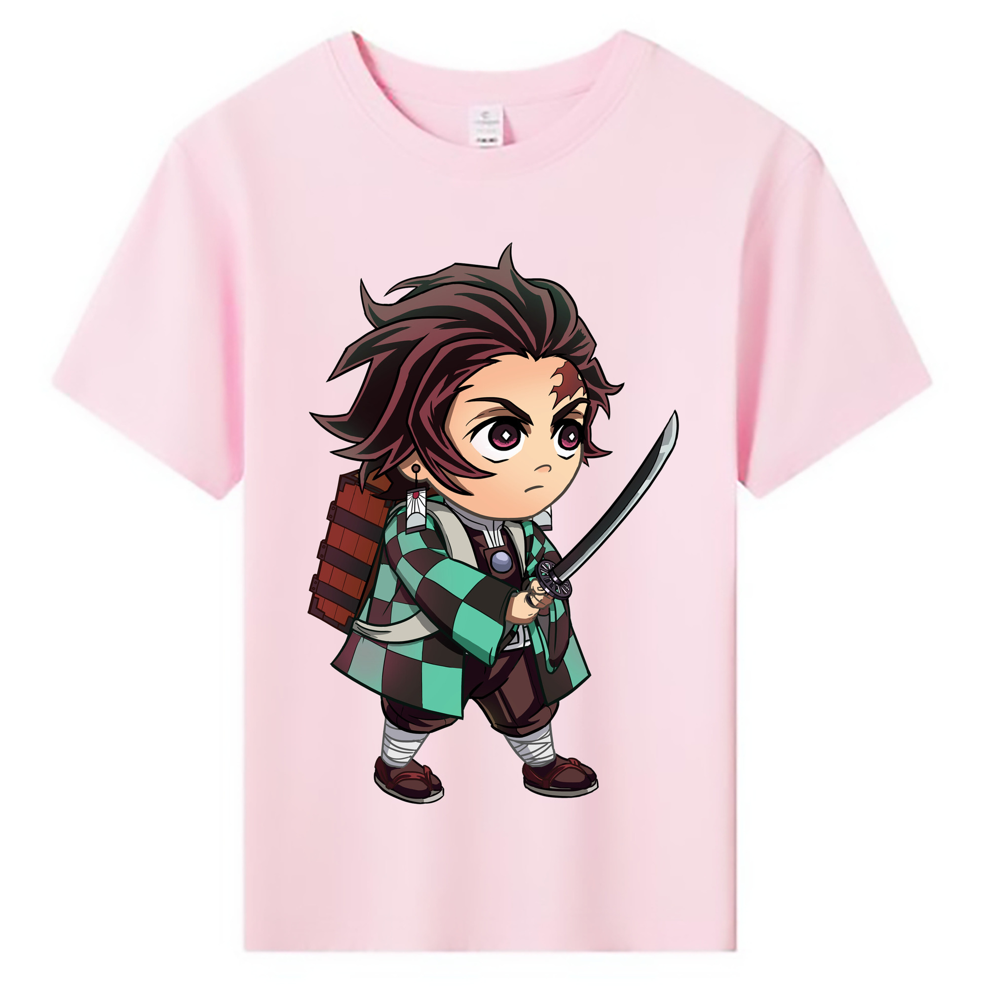 （画像用） 鬼滅の刃 竈門 炭治郎／かまど たんじろう Kamado Tanjirou 綿100％キッズTシャツ（フロントプリント）