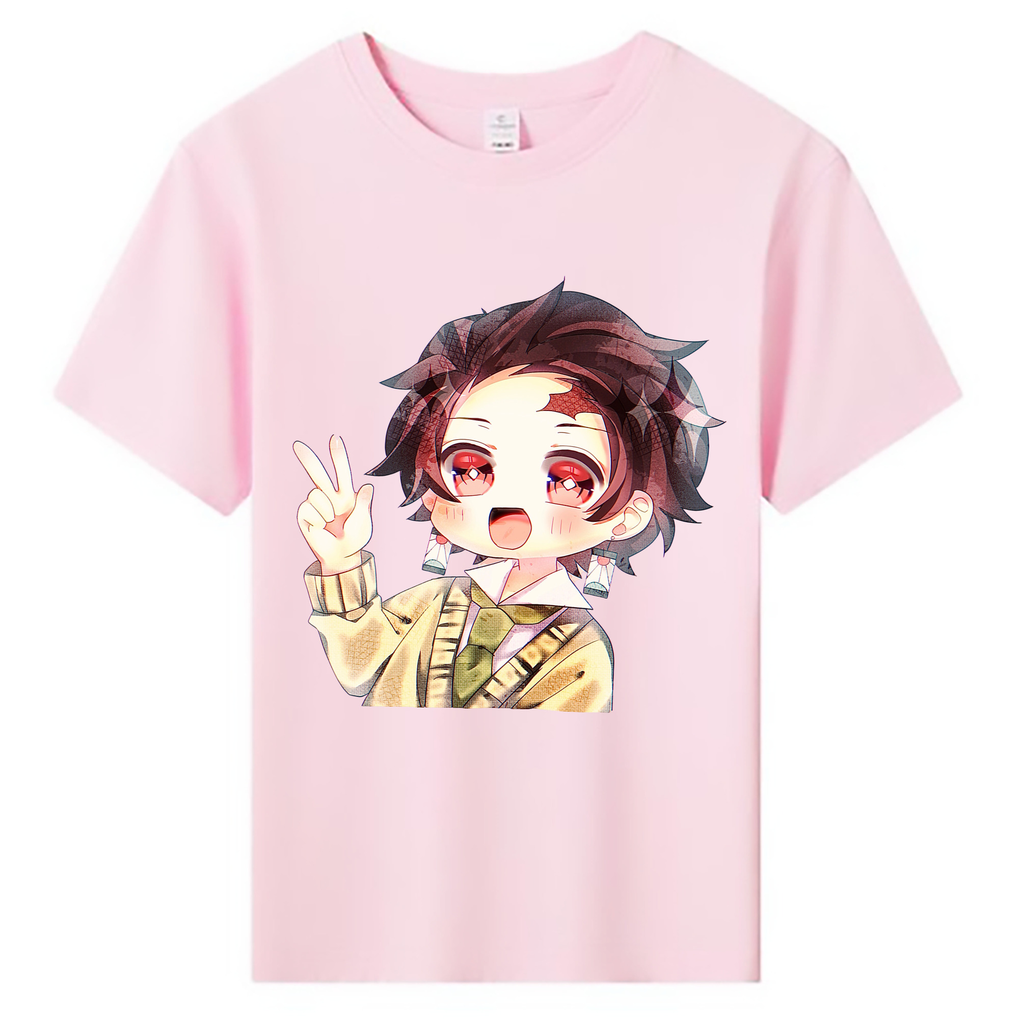 （画像用） 鬼滅の刃 竈門 炭治郎／かまど たんじろう Kamado Tanjirou 綿100％キッズTシャツ（フロントプリント）