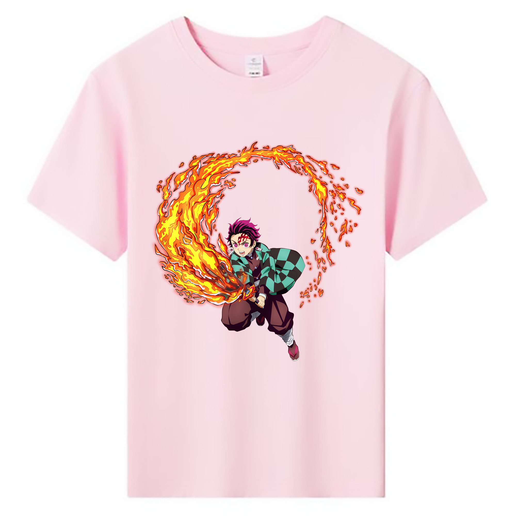 （画像用） 鬼滅の刃 竈門 炭治郎／かまど たんじろう Kamado Tanjirou 綿100％キッズTシャツ（フロントプリント）