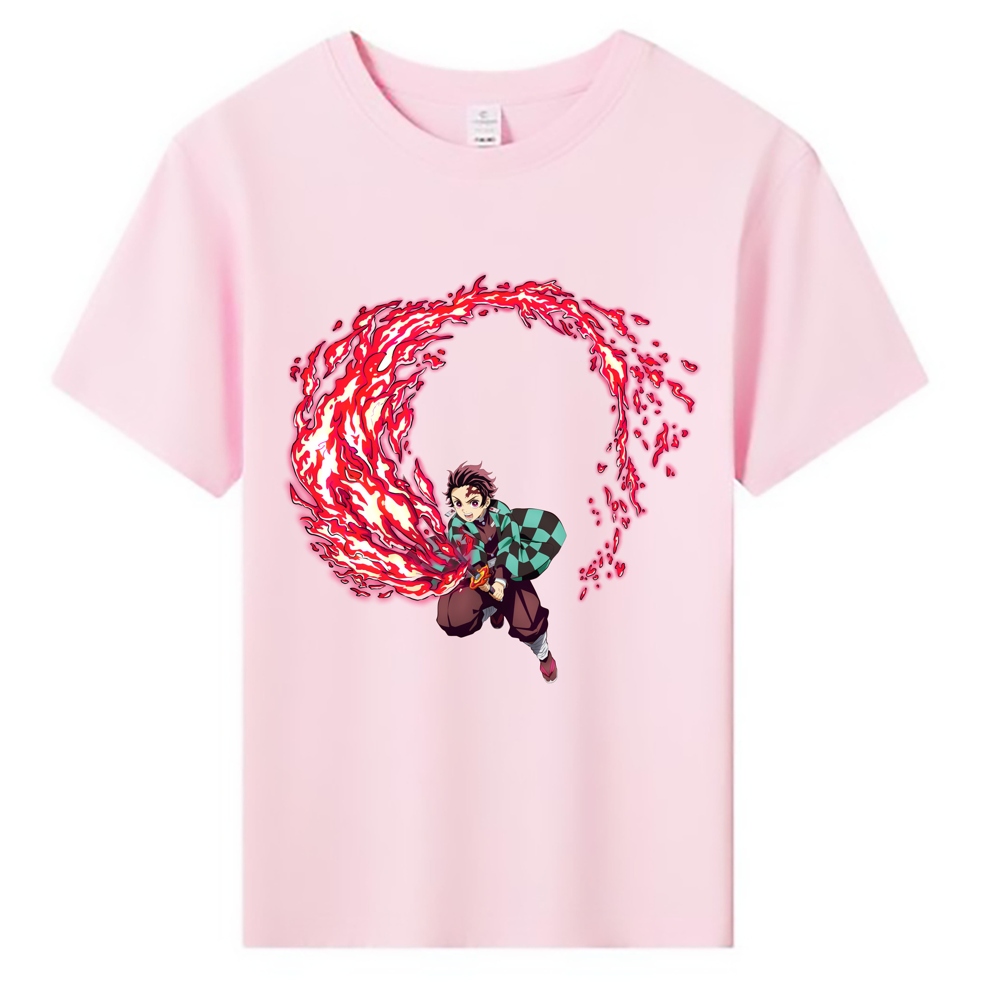 （画像用） 鬼滅の刃 竈門 炭治郎／かまど たんじろう Kamado Tanjirou 綿100％キッズTシャツ（フロントプリント）