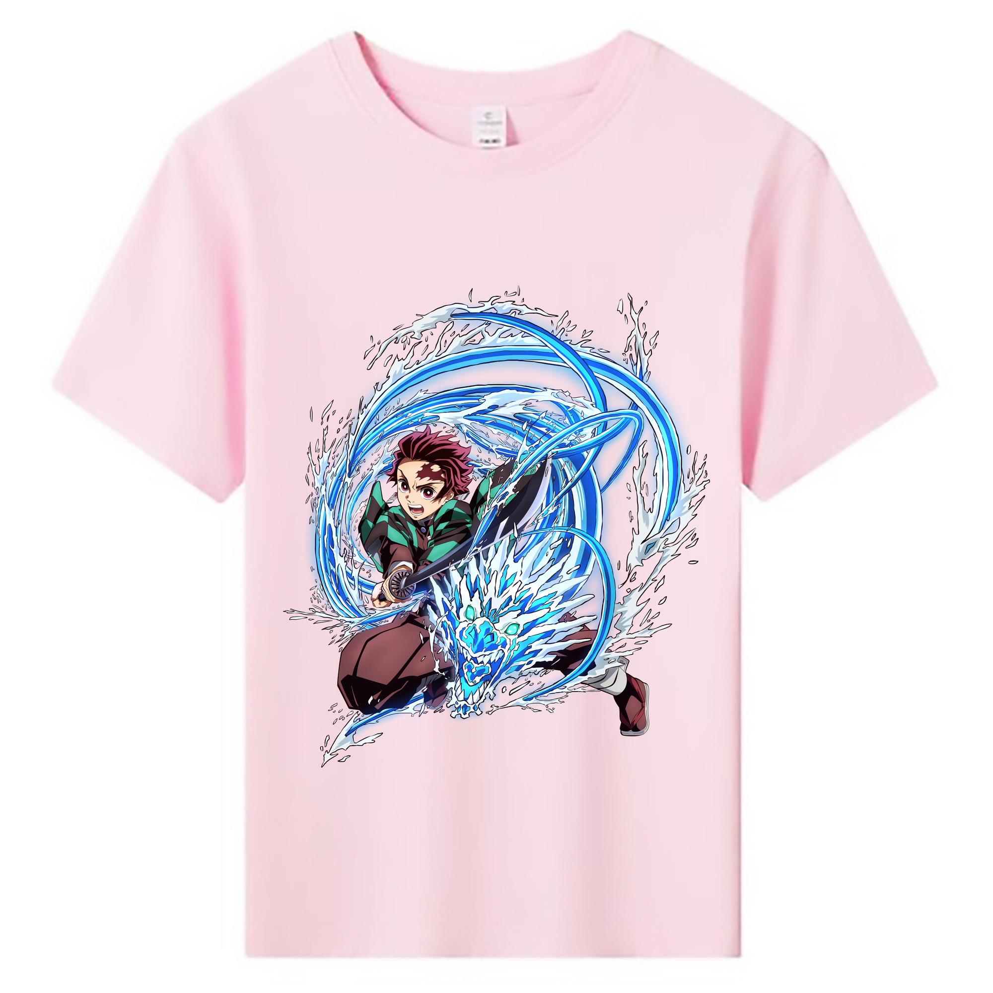 （画像用） 鬼滅の刃 竈門 炭治郎／かまど たんじろう Kamado Tanjirou 綿100％キッズTシャツ（フロントプリント）