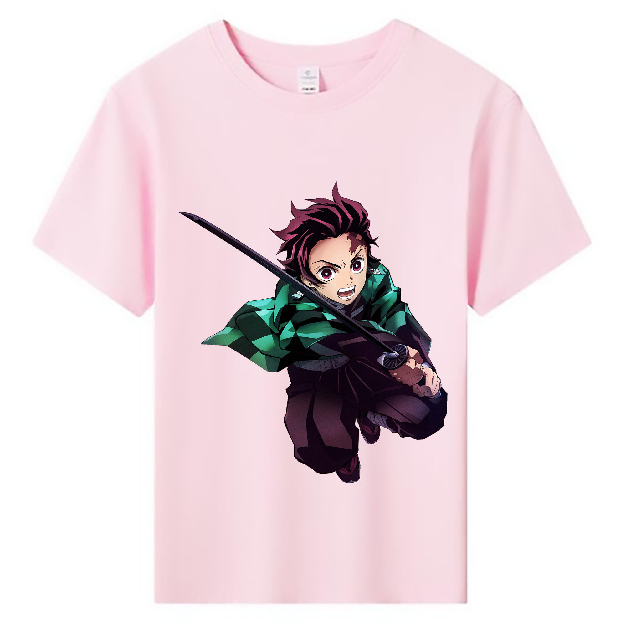 （画像用） 鬼滅の刃 竈門 炭治郎／かまど たんじろう Kamado Tanjirou 綿100％キッズTシャツ（フロントプリント）