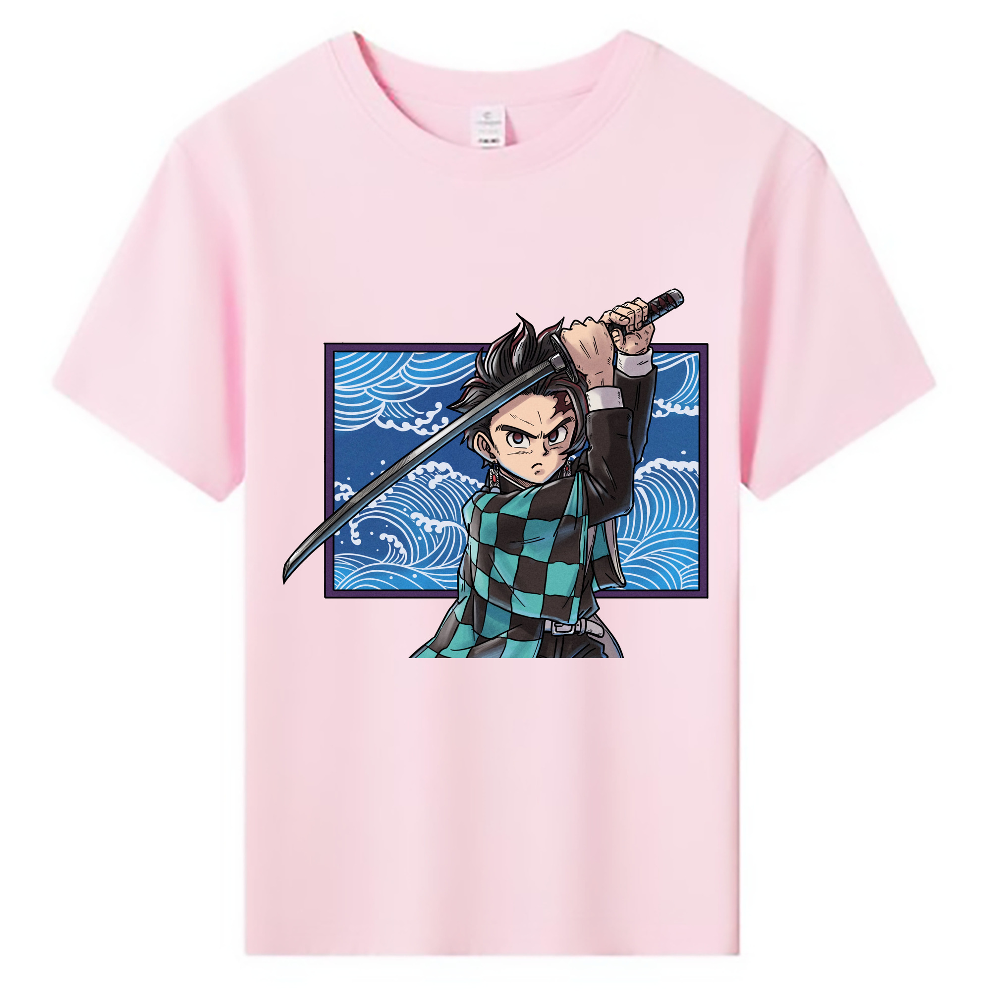 （画像用） 鬼滅の刃 竈門 炭治郎／かまど たんじろう Kamado Tanjirou 綿100％キッズTシャツ（フロントプリント）