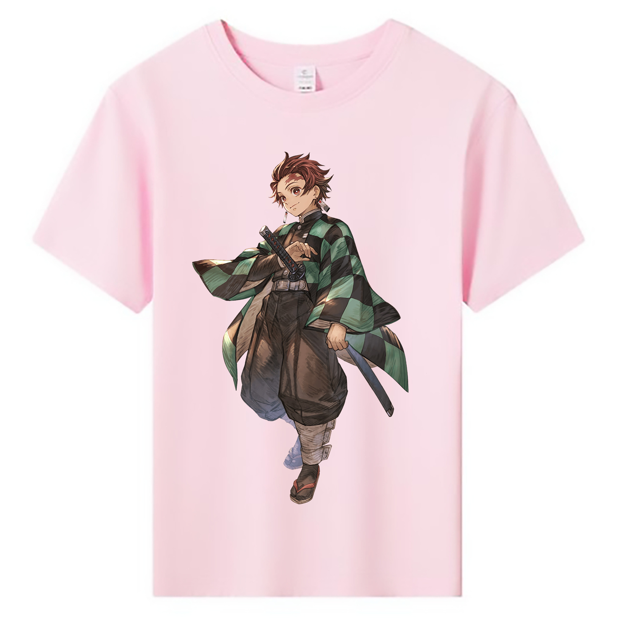 （画像用） 鬼滅の刃 竈門 炭治郎／かまど たんじろう Kamado Tanjirou 綿100％キッズTシャツ（フロントプリント）