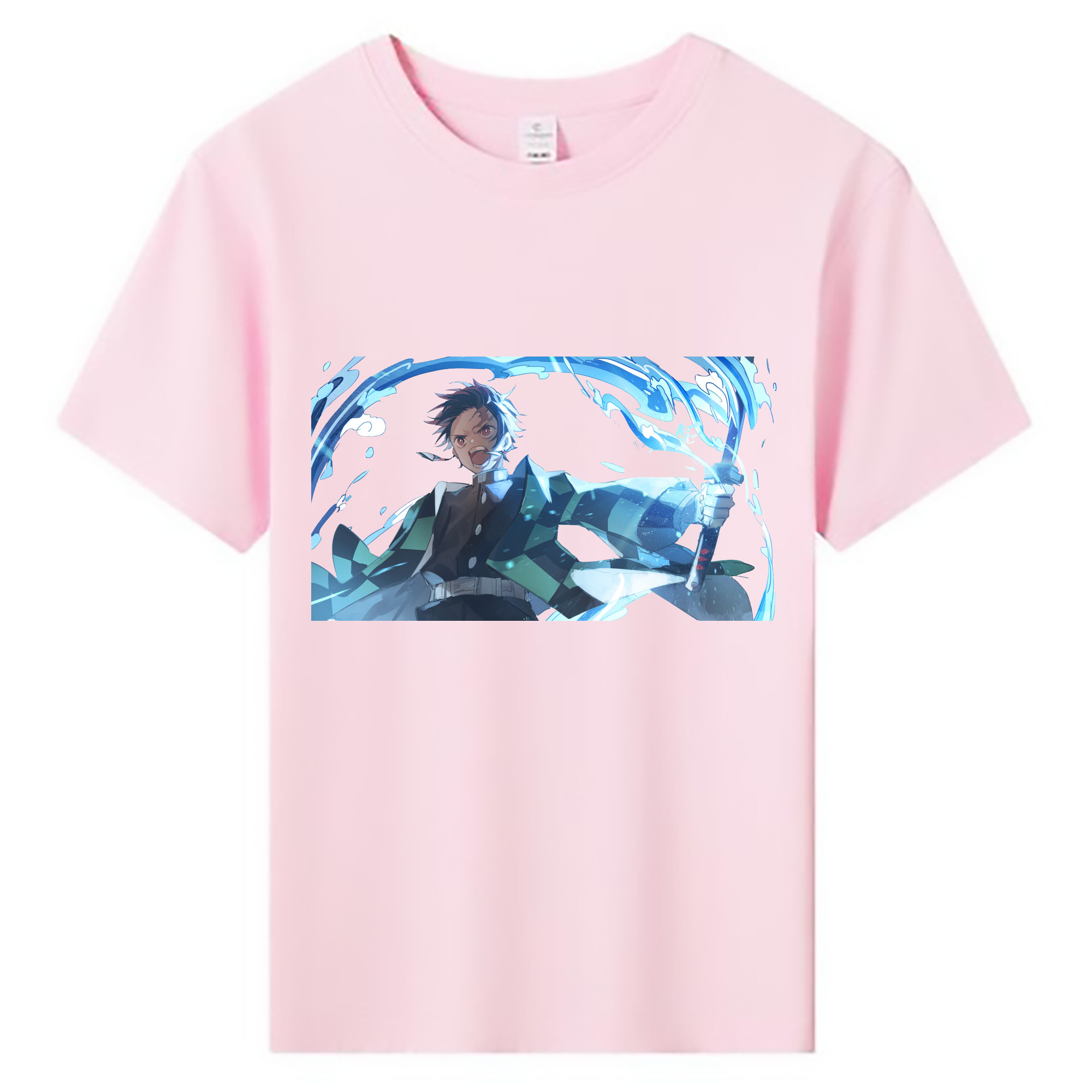 （画像用） 鬼滅の刃 竈門 炭治郎／かまど たんじろう Kamado Tanjirou 綿100％キッズTシャツ（フロントプリント）