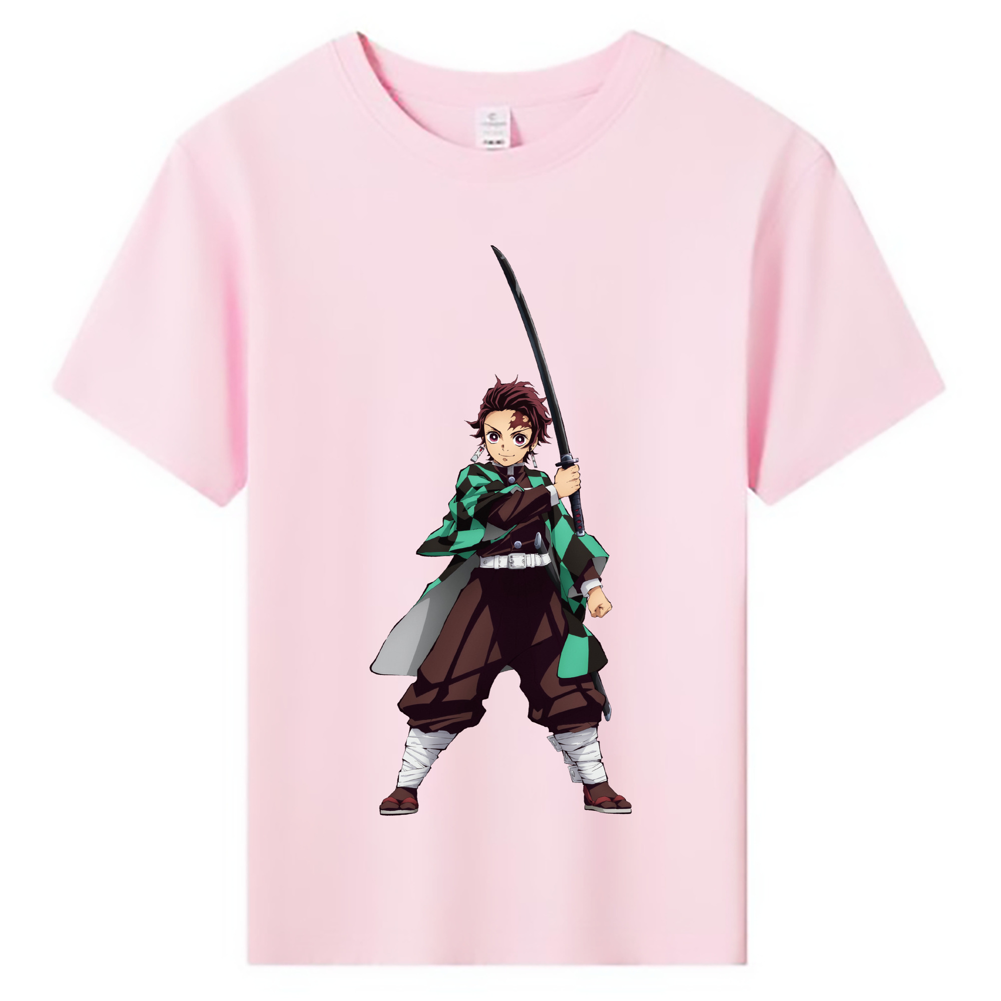 （画像用） 鬼滅の刃 竈門 炭治郎／かまど たんじろう Kamado Tanjirou 綿100％キッズTシャツ（フロントプリント）
