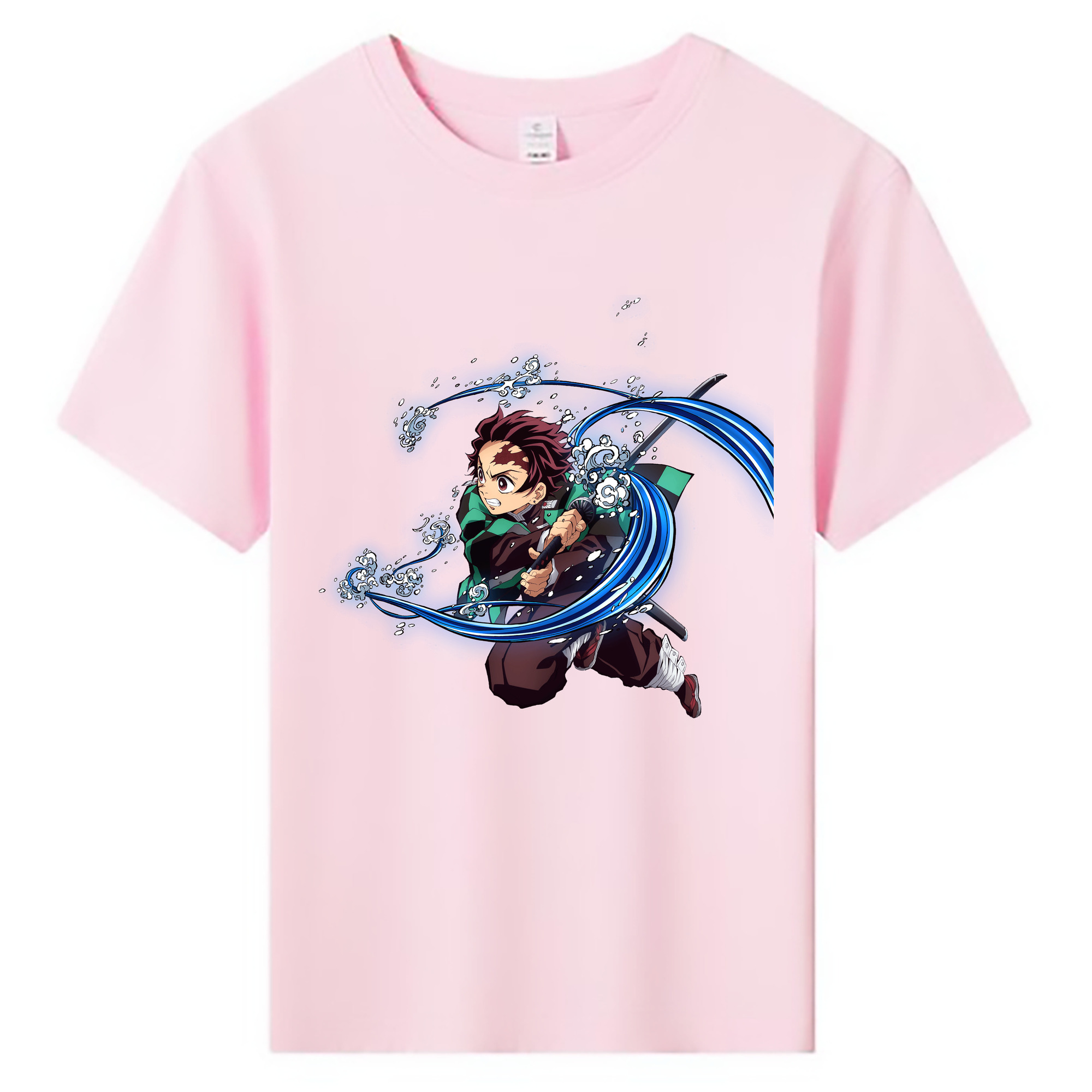 （画像用） 鬼滅の刃 竈門 炭治郎／かまど たんじろう Kamado Tanjirou 綿100％キッズTシャツ（フロントプリント）