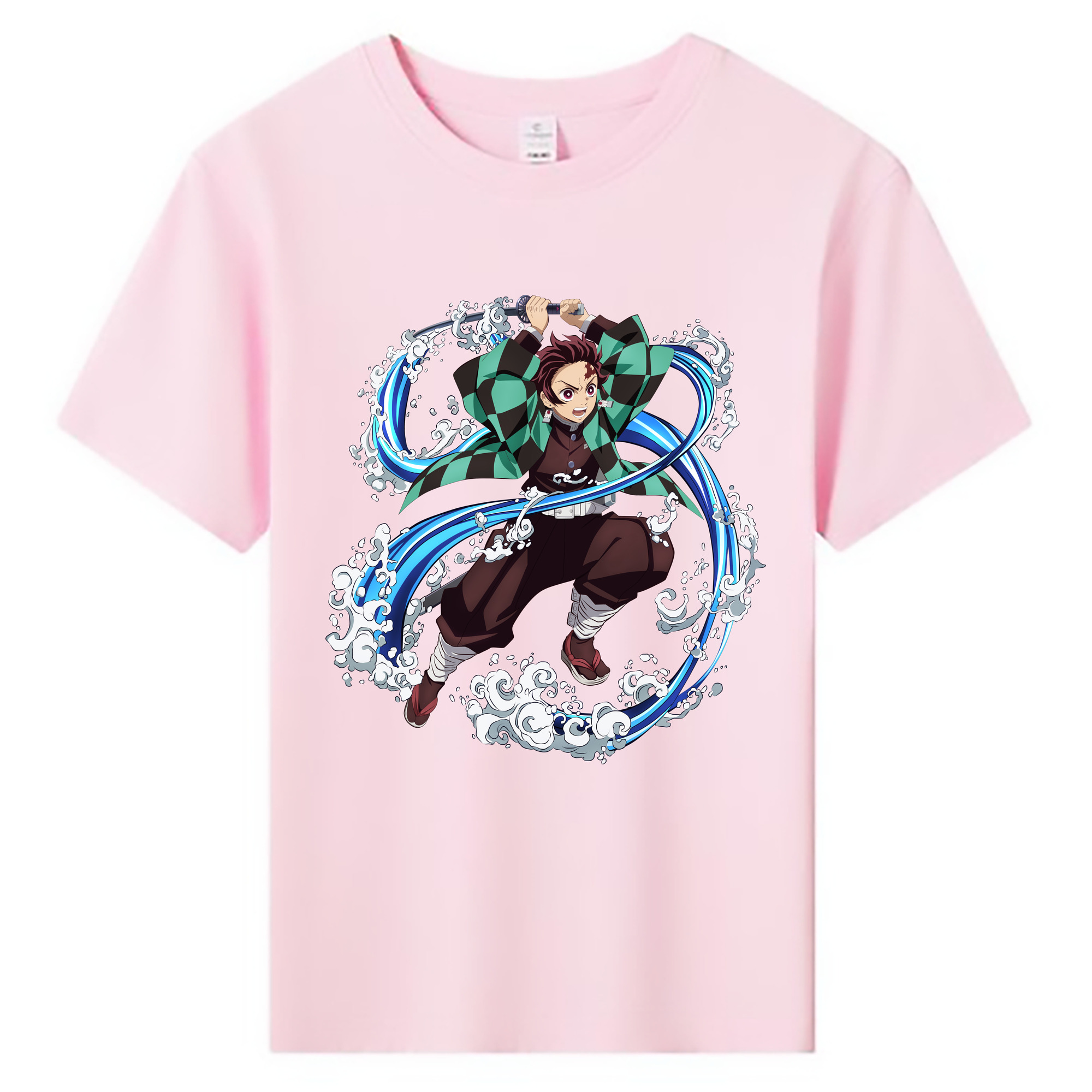 （画像用） 鬼滅の刃 竈門 炭治郎／かまど たんじろう Kamado Tanjirou 綿100％キッズTシャツ（フロントプリント）