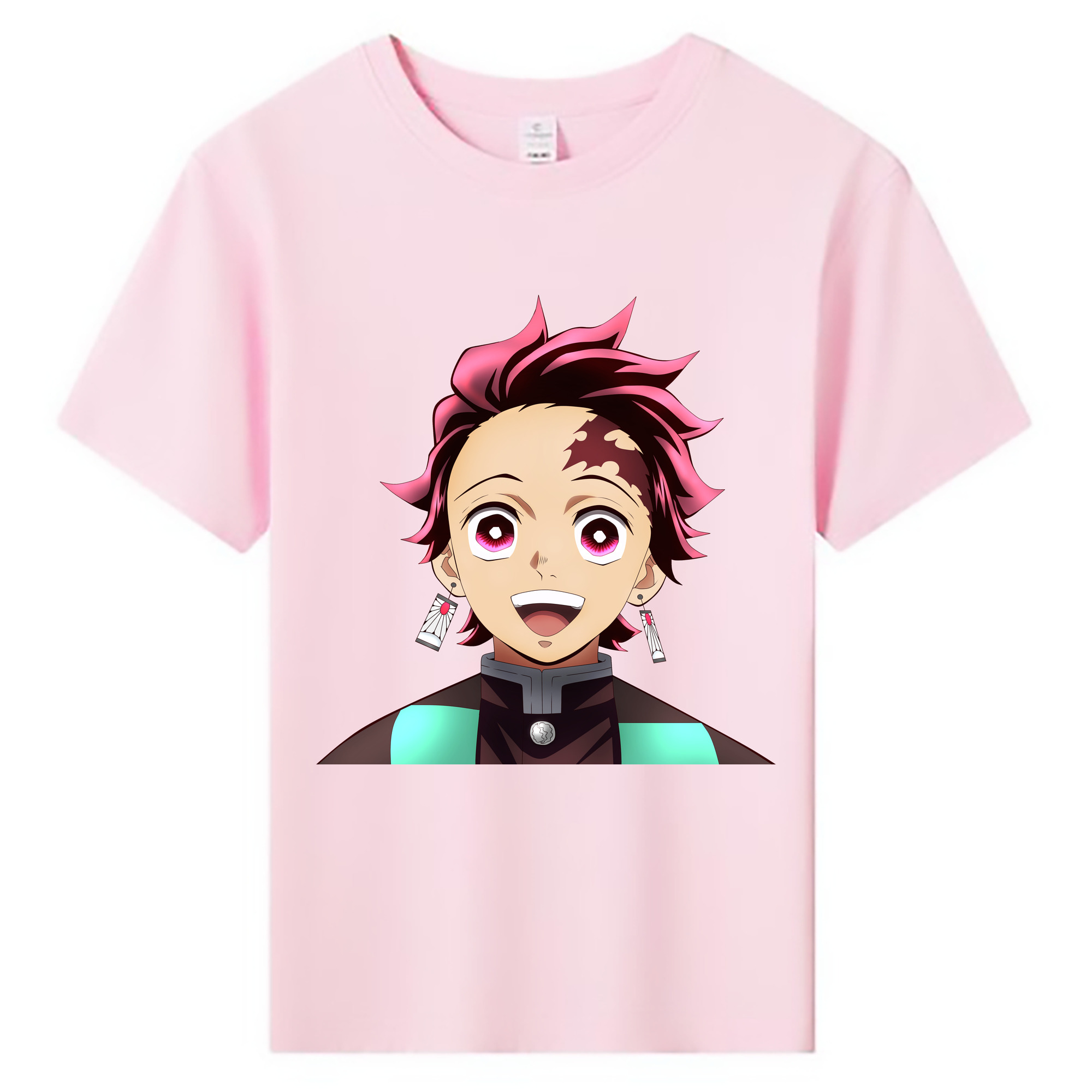 （画像用） 鬼滅の刃 竈門 炭治郎／かまど たんじろう Kamado Tanjirou 綿100％キッズTシャツ（フロントプリント）