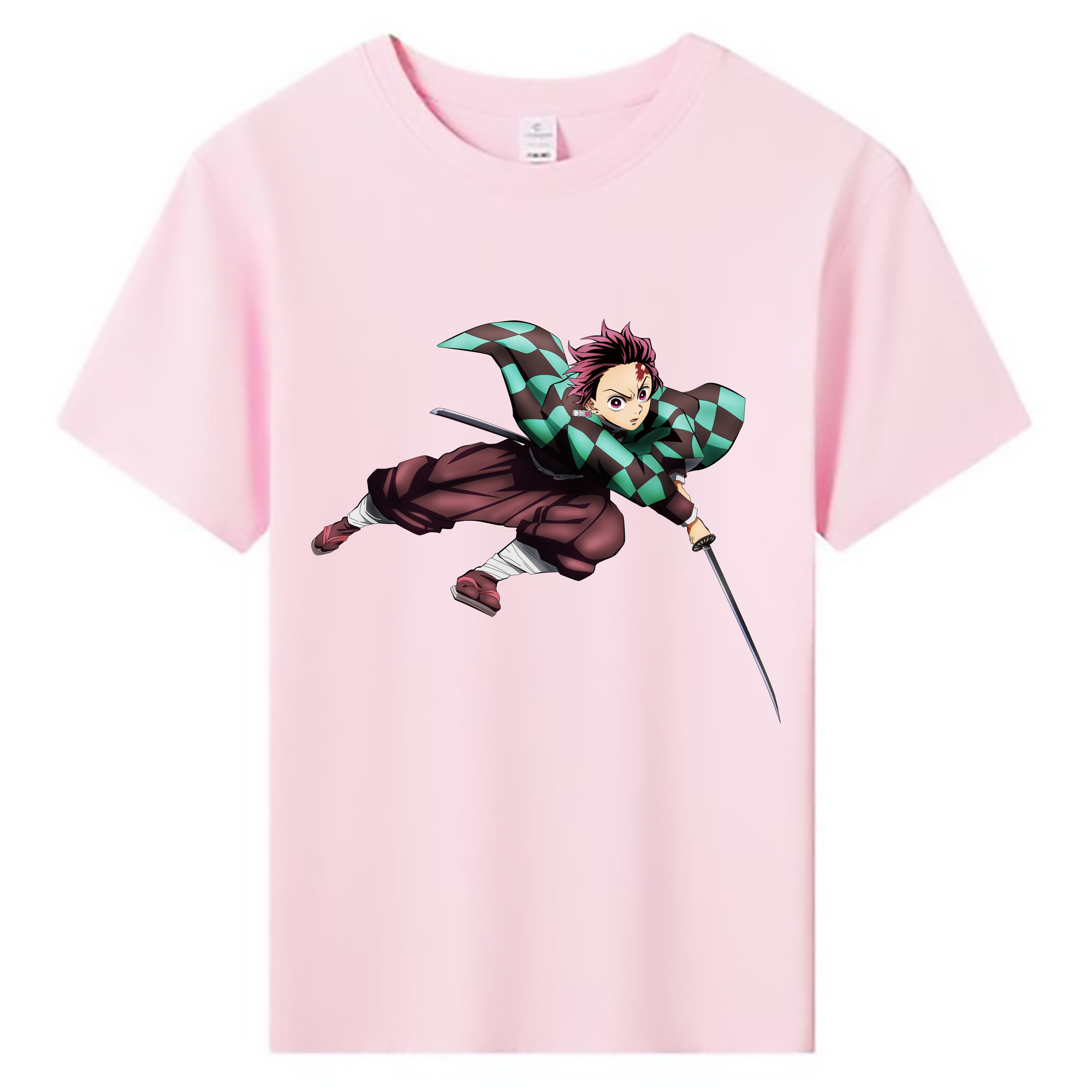 （画像用） 鬼滅の刃 竈門 炭治郎／かまど たんじろう Kamado Tanjirou 綿100％キッズTシャツ（フロントプリント）