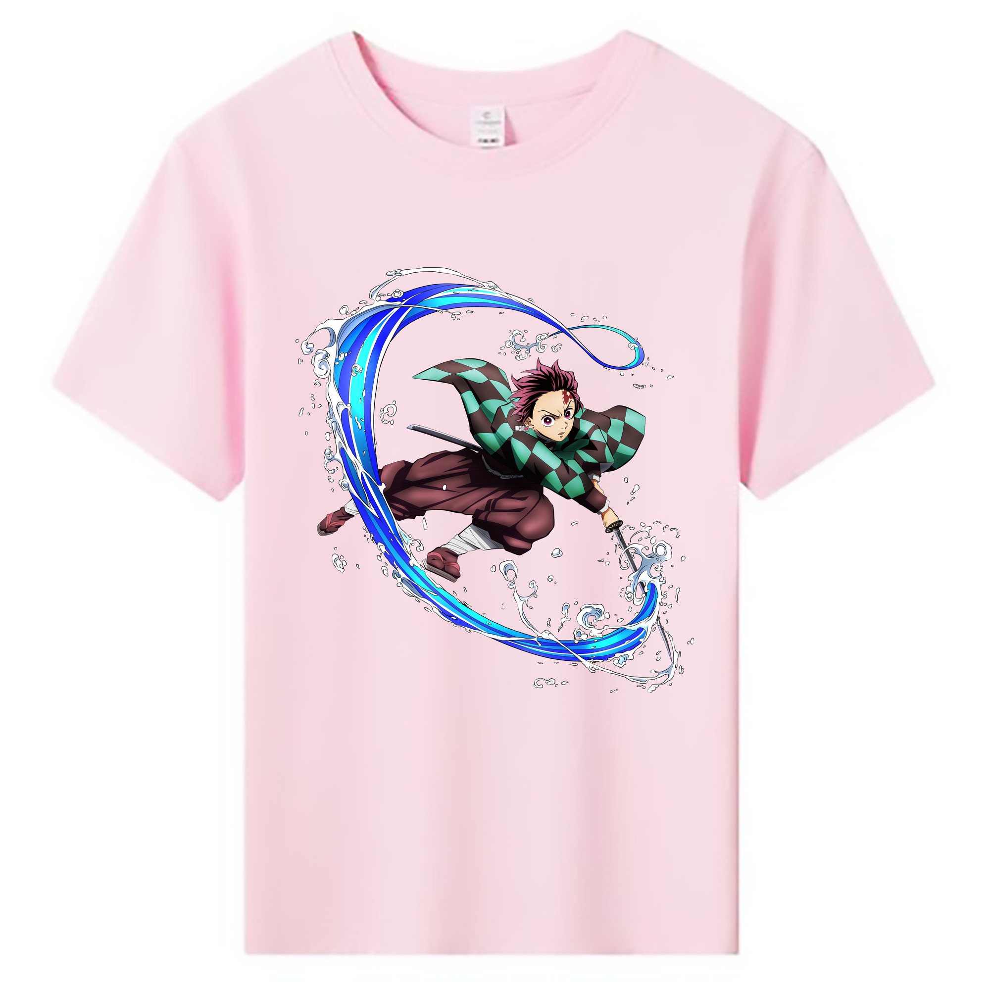 （画像用） 鬼滅の刃 竈門 炭治郎／かまど たんじろう Kamado Tanjirou 綿100％キッズTシャツ（フロントプリント）