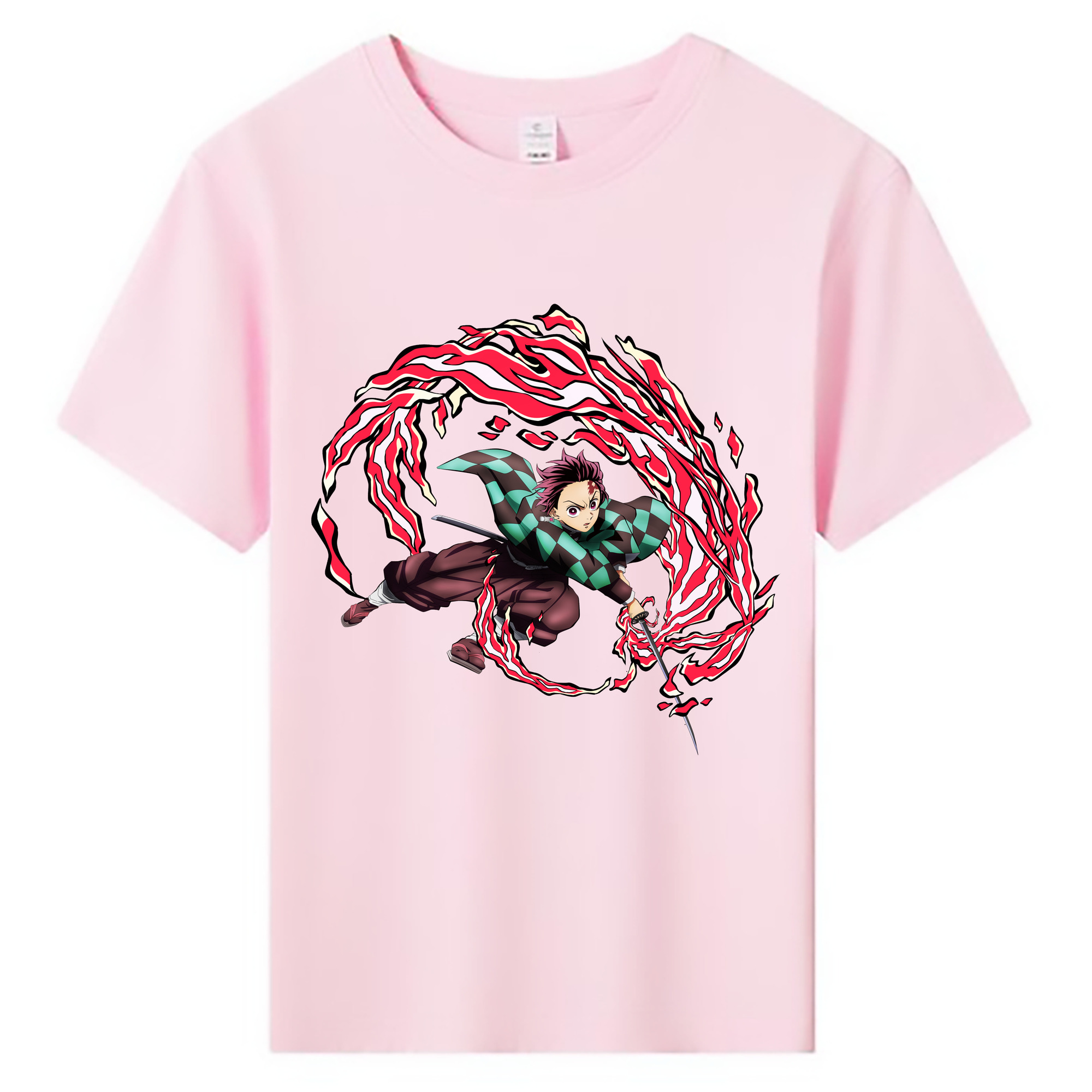 （画像用） 鬼滅の刃 竈門 炭治郎／かまど たんじろう Kamado Tanjirou 綿100％キッズTシャツ（フロントプリント）