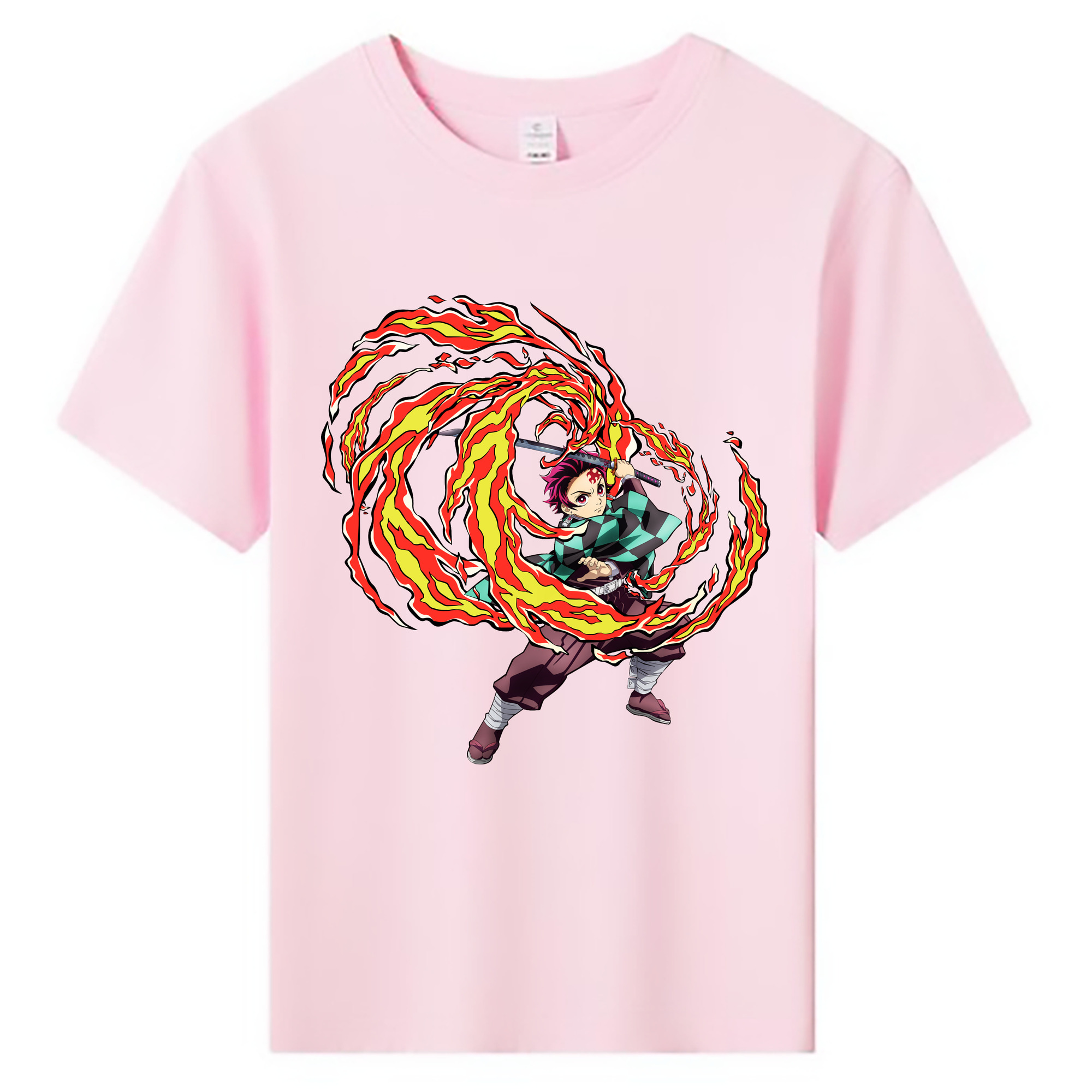 （画像用） 鬼滅の刃 竈門 炭治郎／かまど たんじろう Kamado Tanjirou 綿100％キッズTシャツ（フロントプリント）