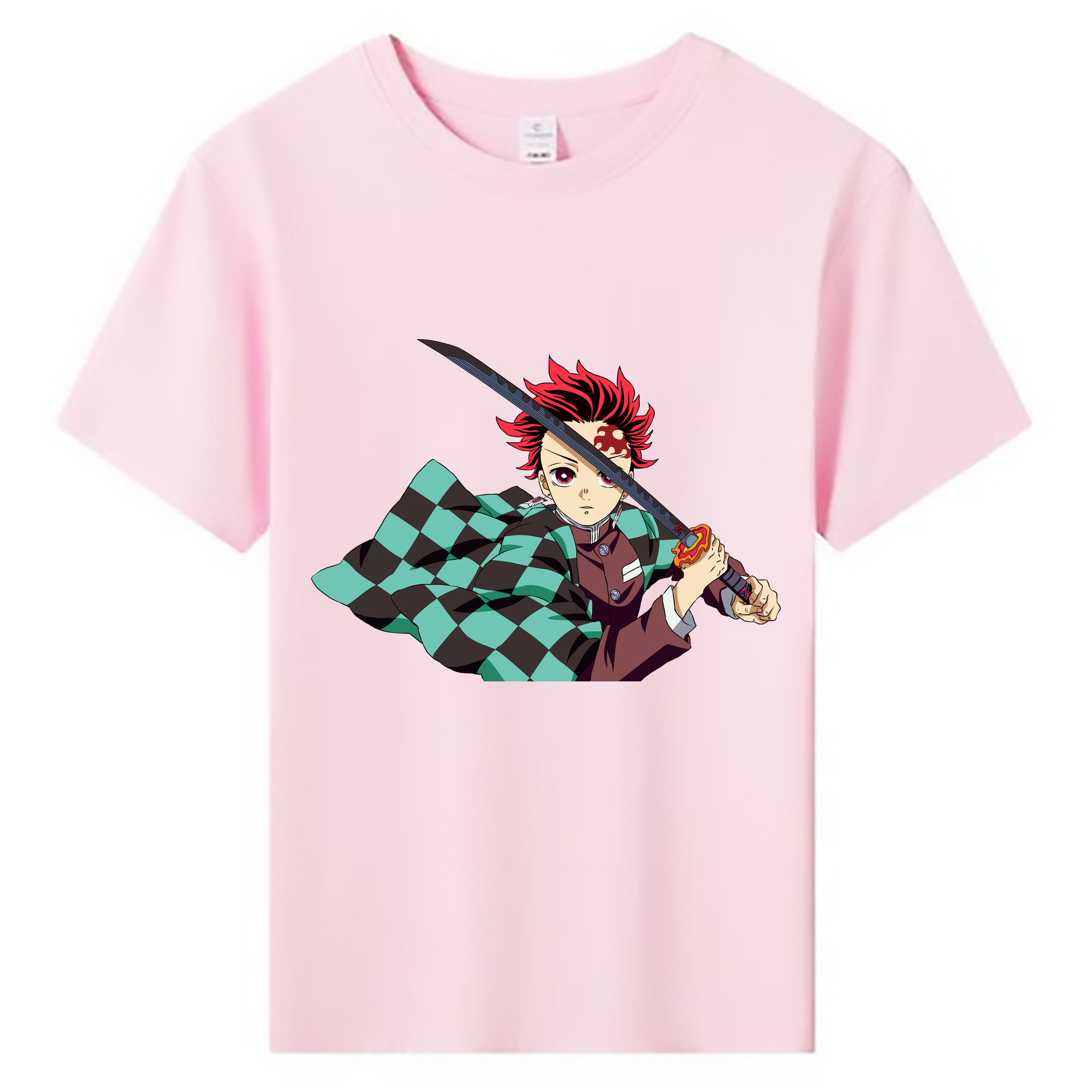（画像用） 鬼滅の刃 竈門 炭治郎／かまど たんじろう Kamado Tanjirou 綿100％キッズTシャツ（フロントプリント）