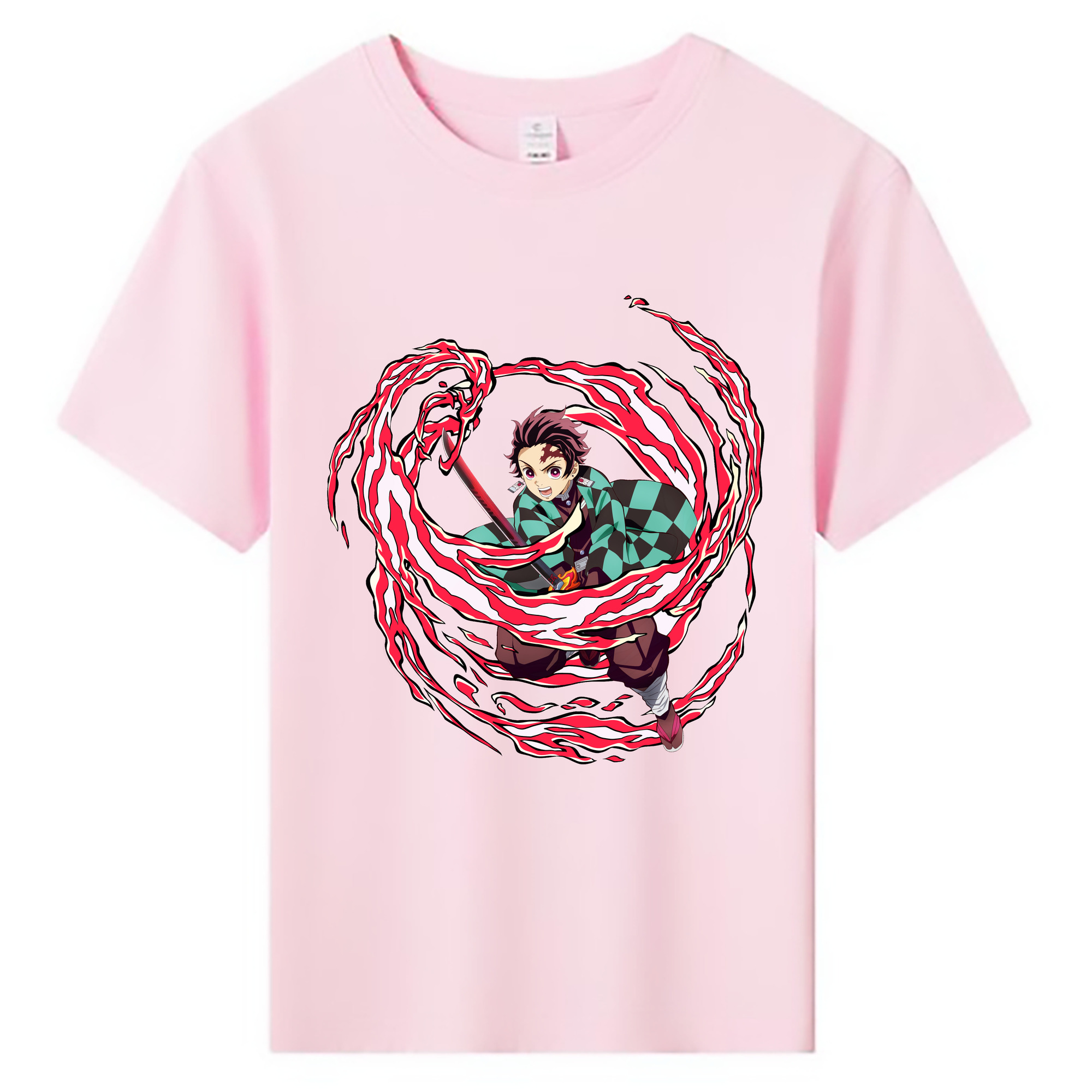 （画像用） 鬼滅の刃 竈門 炭治郎／かまど たんじろう Kamado Tanjirou 綿100％キッズTシャツ（フロントプリント）