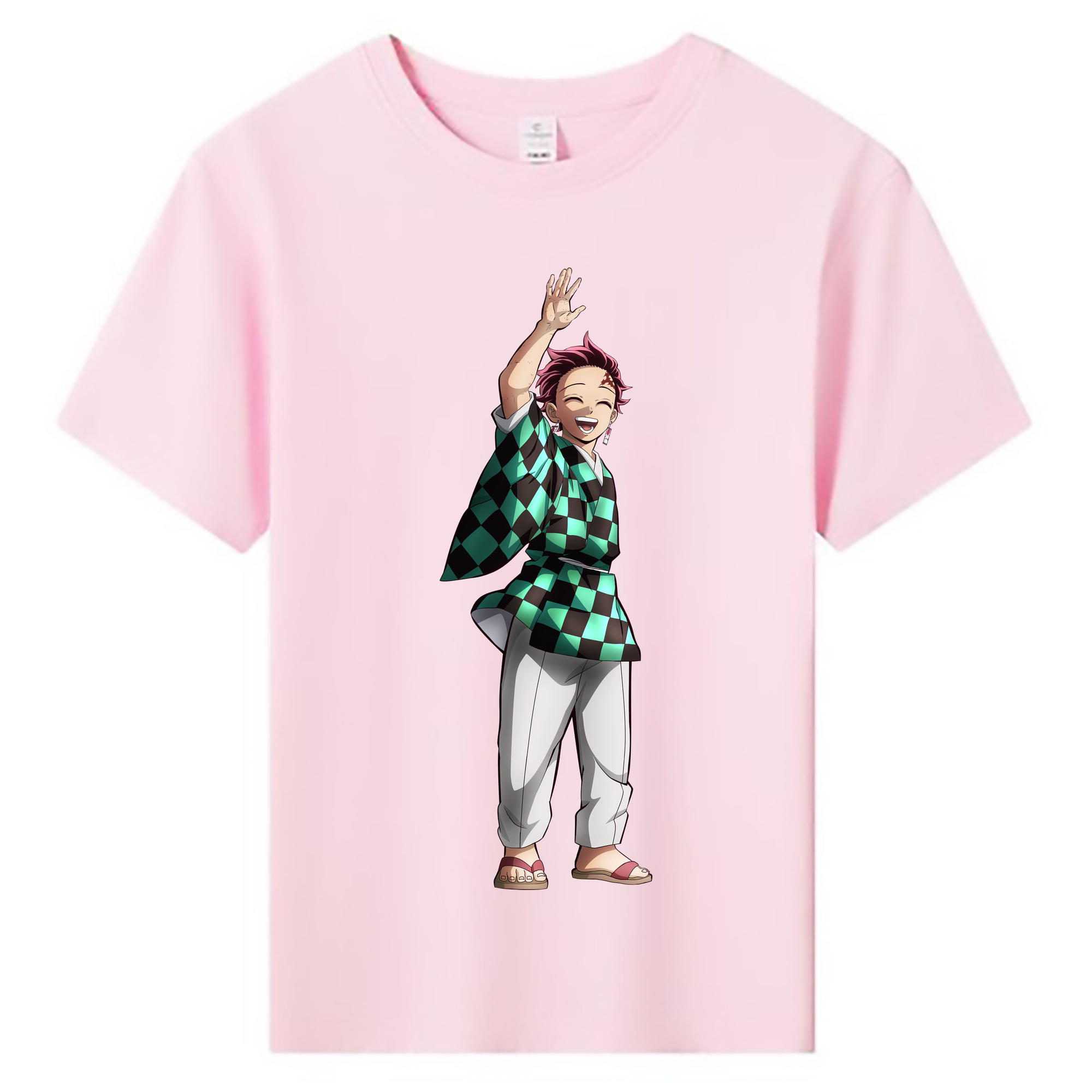（画像用） 鬼滅の刃 竈門 炭治郎／かまど たんじろう Kamado Tanjirou 綿100％キッズTシャツ（フロントプリント）