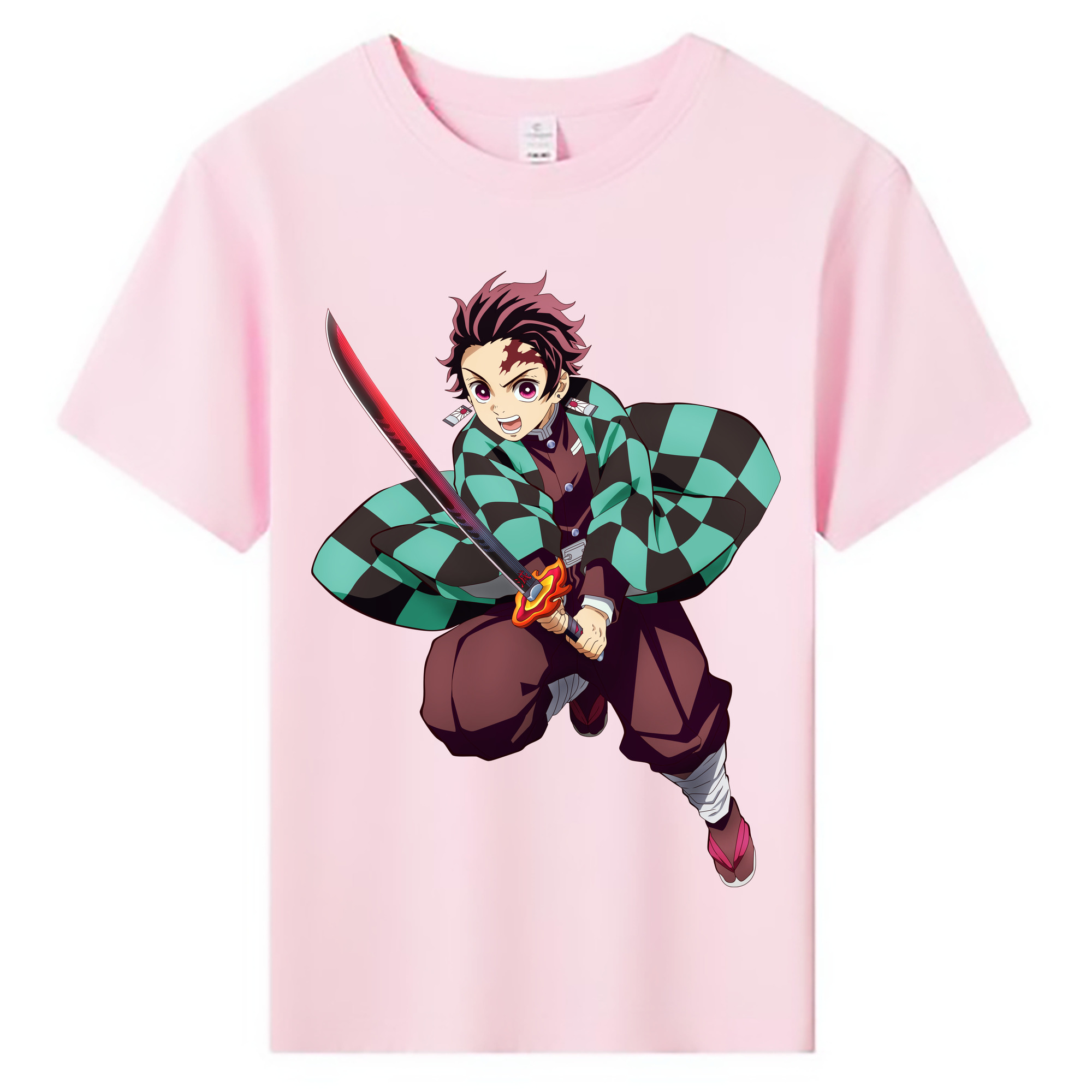 （画像用） 鬼滅の刃 竈門 炭治郎／かまど たんじろう Kamado Tanjirou 綿100％キッズTシャツ（フロントプリント）
