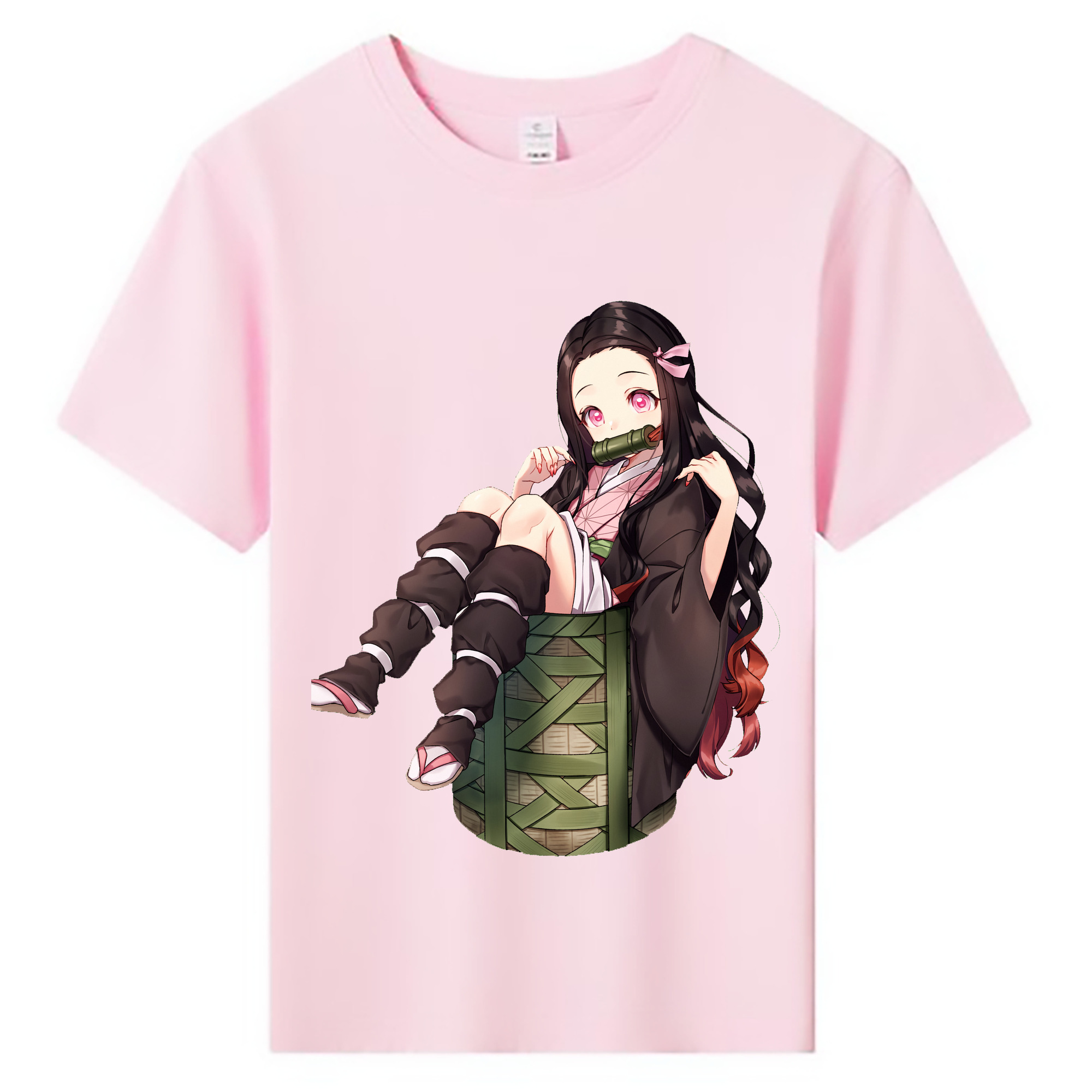 （画像用） 鬼滅の刃（きめつのやいば）竈門 禰󠄀豆子／かまど ねずこ Kamado Nezuko 綿100％キッズTシャツ（フロントプリント）