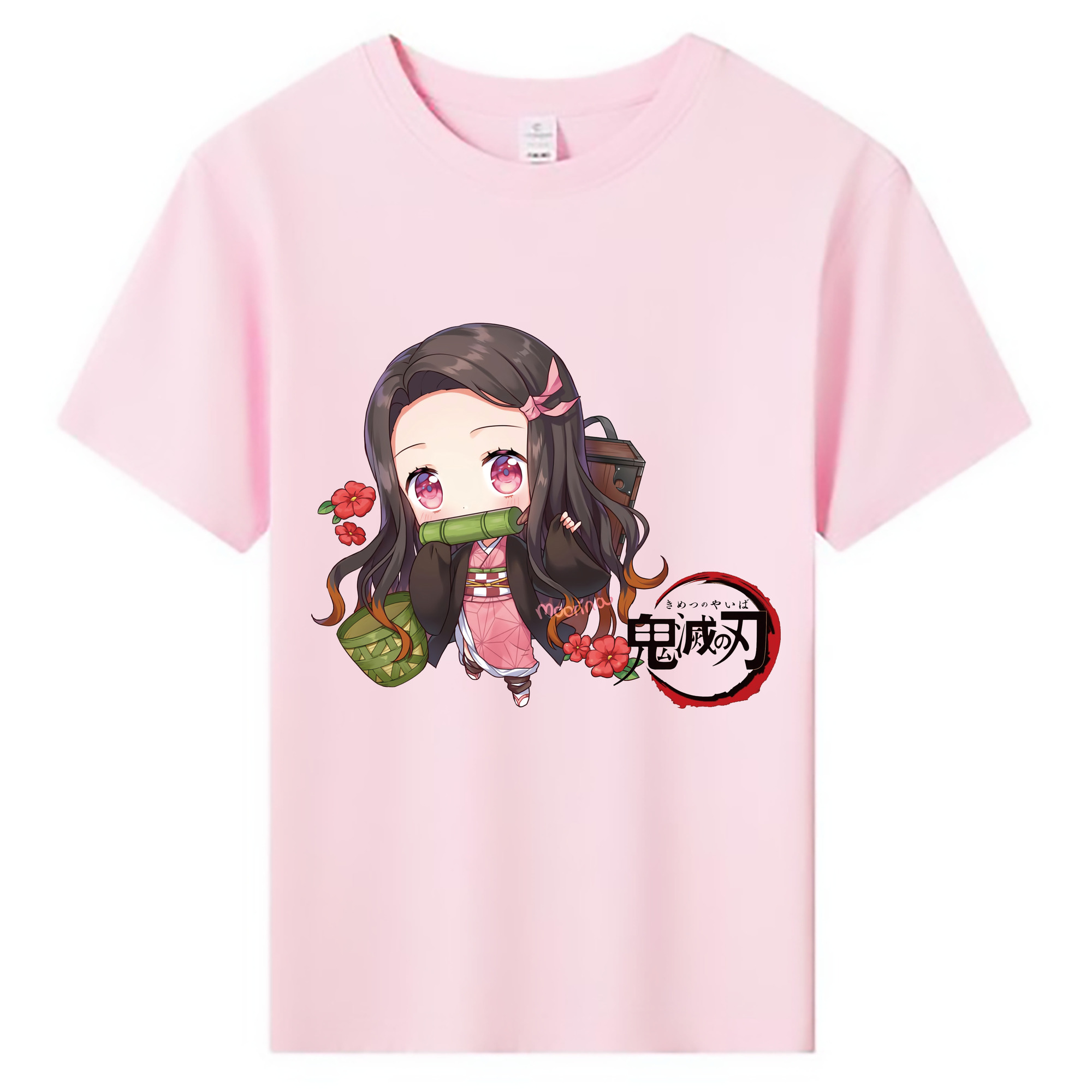（画像用） 鬼滅の刃（きめつのやいば）竈門 禰󠄀豆子／かまど ねずこ Kamado Nezuko 綿100％キッズTシャツ（フロントプリント）