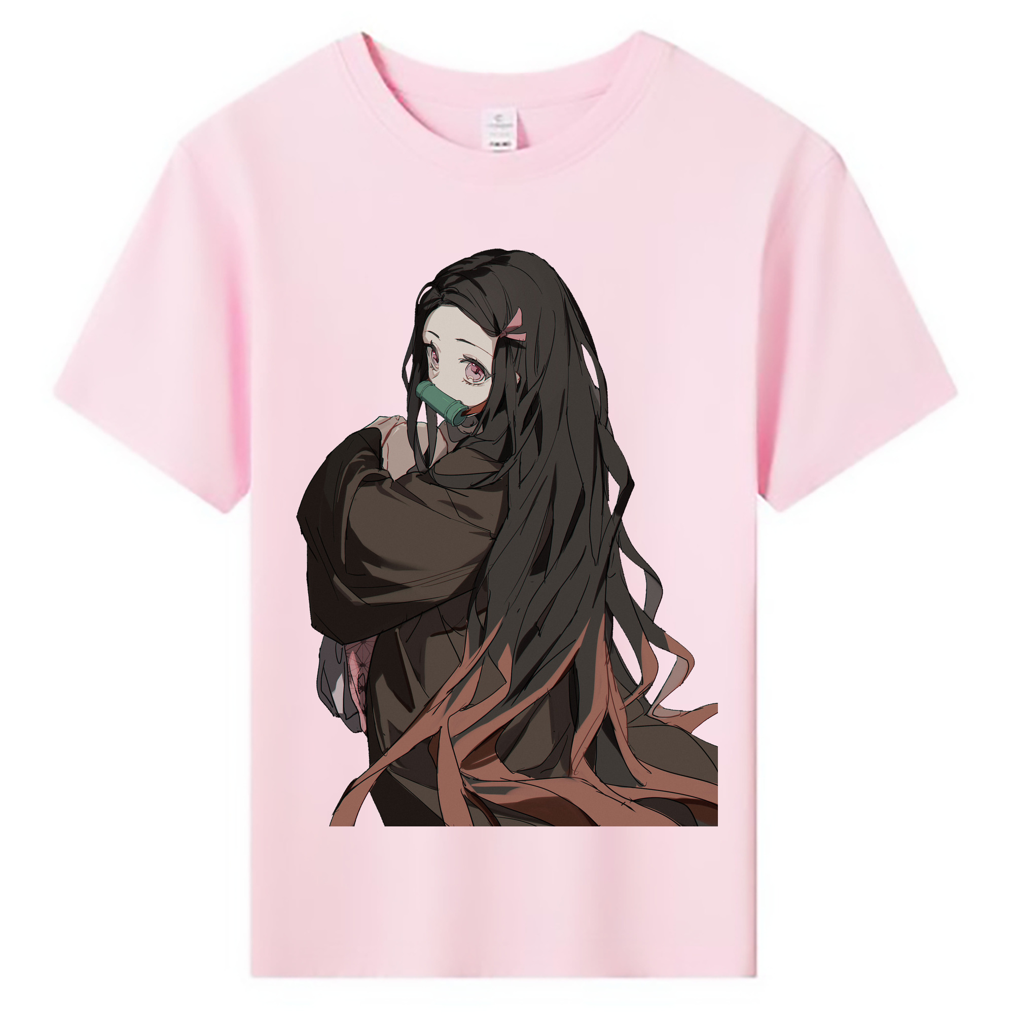 （画像用） 鬼滅の刃（きめつのやいば）竈門 禰󠄀豆子／かまど ねずこ Kamado Nezuko 綿100％キッズTシャツ（フロントプリント）