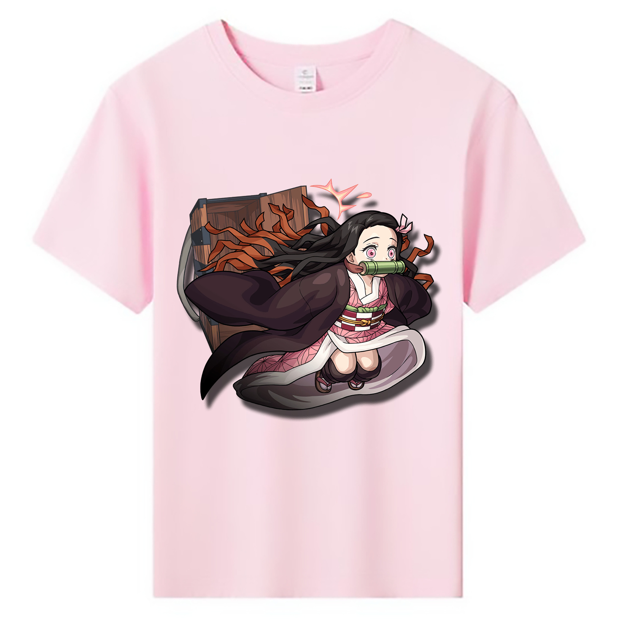 （画像用） 鬼滅の刃（きめつのやいば）竈門 禰󠄀豆子／かまど ねずこ Kamado Nezuko 綿100％キッズTシャツ（フロントプリント）