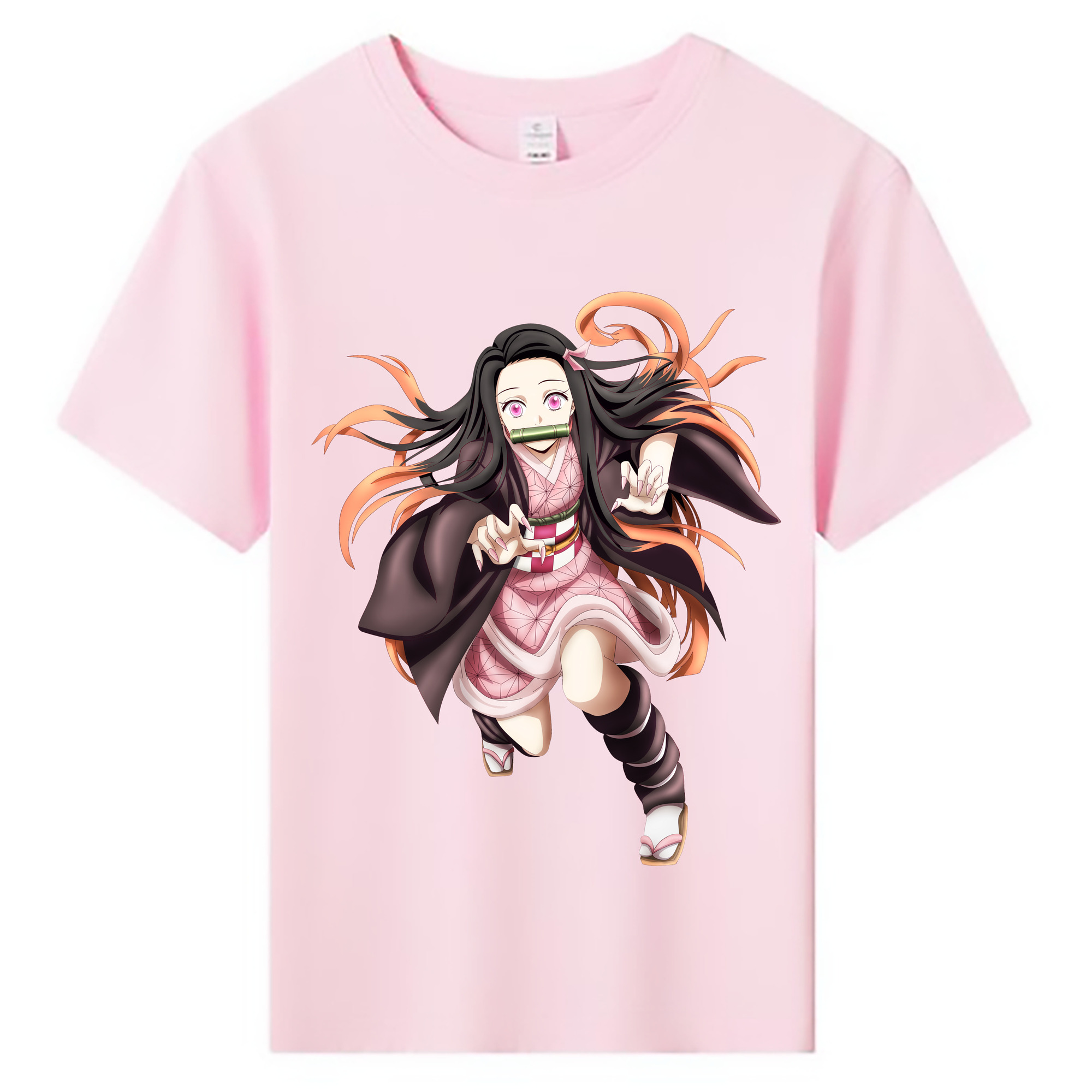 （画像用） 鬼滅の刃（きめつのやいば）竈門 禰󠄀豆子／かまど ねずこ Kamado Nezuko 綿100％キッズTシャツ（フロントプリント）