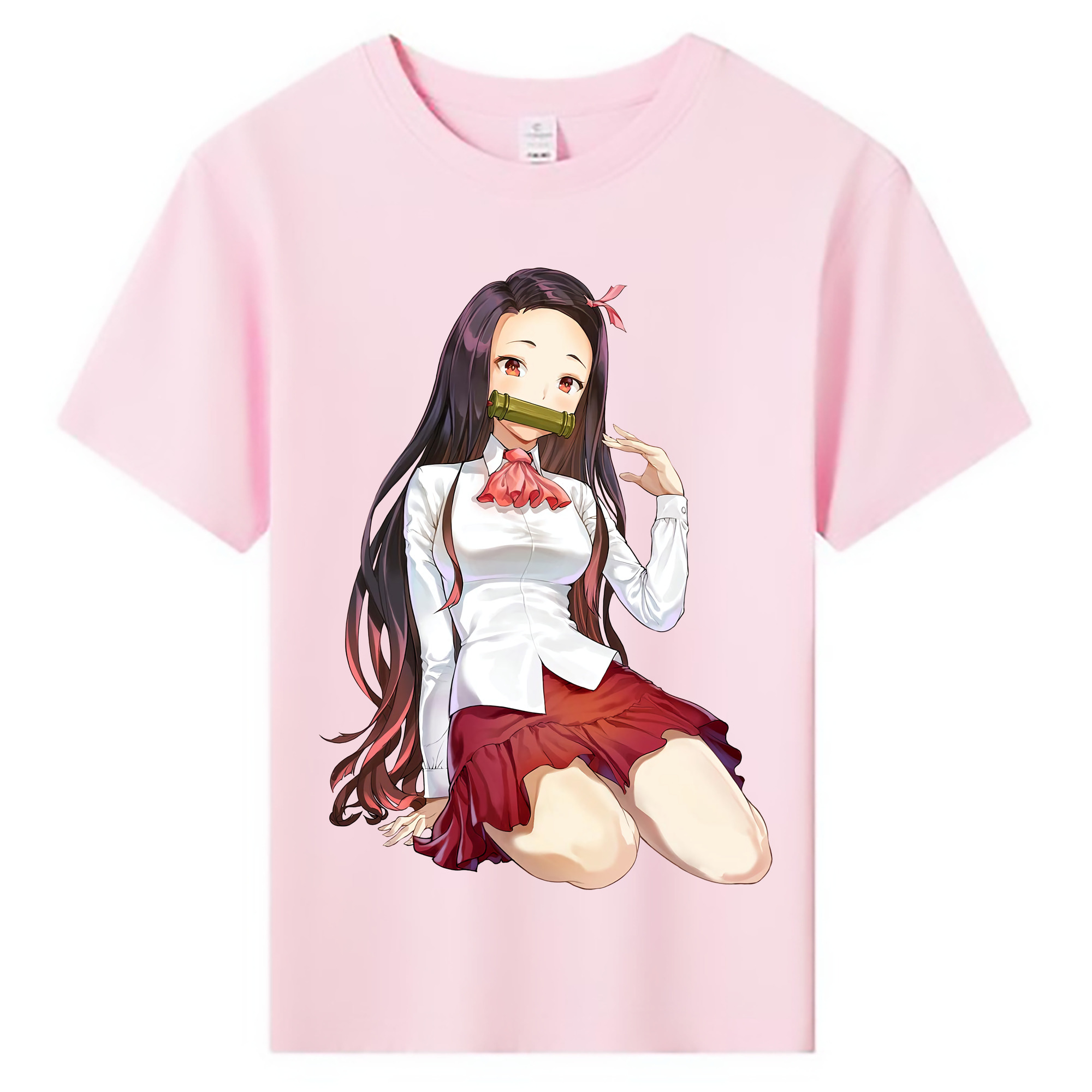 （画像用） 鬼滅の刃（きめつのやいば）竈門 禰󠄀豆子／かまど ねずこ Kamado Nezuko 綿100％キッズTシャツ（フロントプリント）