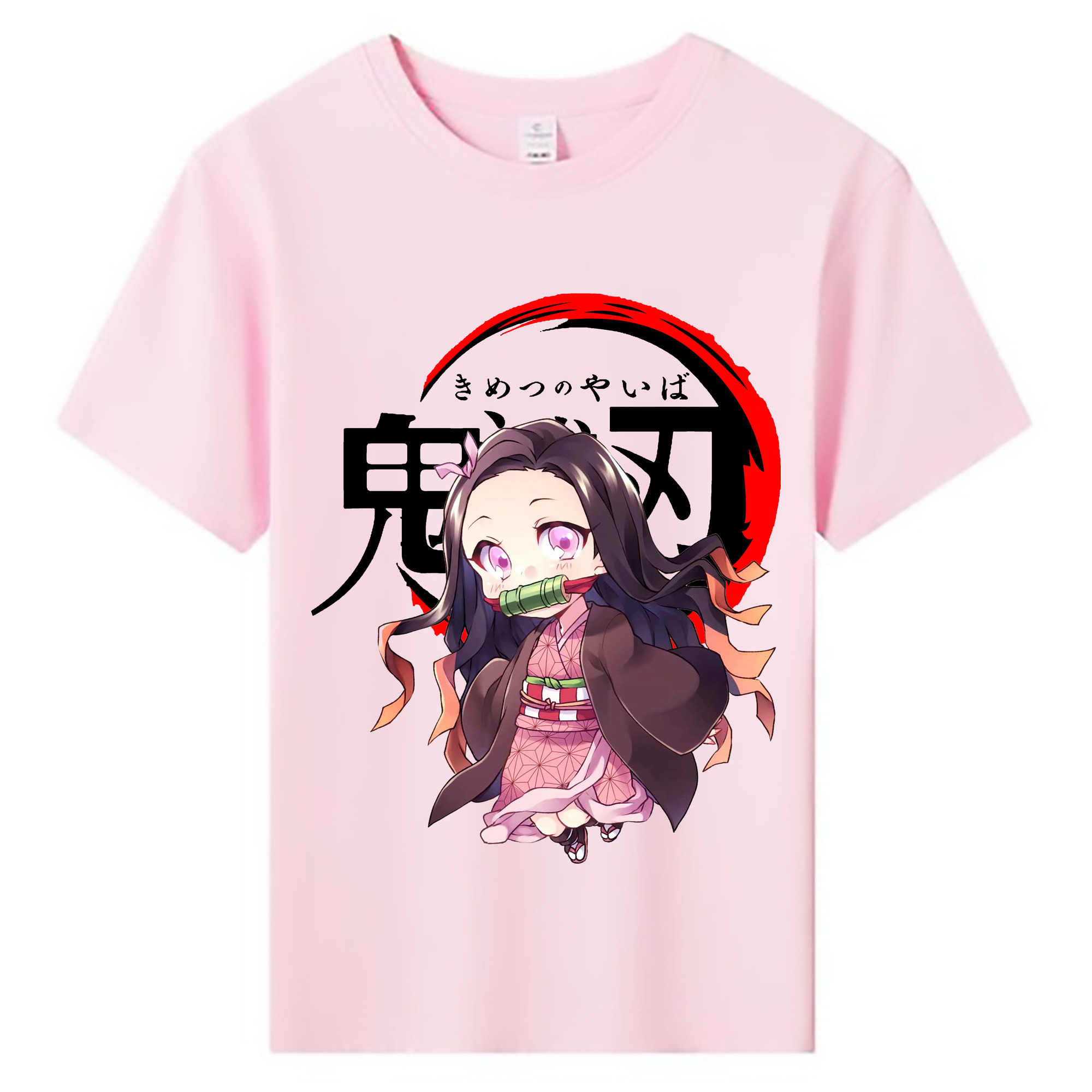 （画像用） 鬼滅の刃（きめつのやいば）竈門 禰󠄀豆子／かまど ねずこ Kamado Nezuko 綿100％キッズTシャツ（フロントプリント）