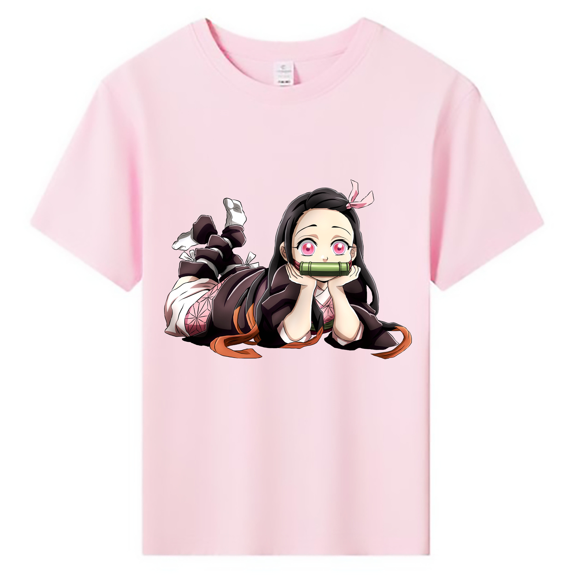 （画像用） 鬼滅の刃（きめつのやいば）竈門 禰󠄀豆子／かまど ねずこ Kamado Nezuko 綿100％キッズTシャツ（フロントプリント）
