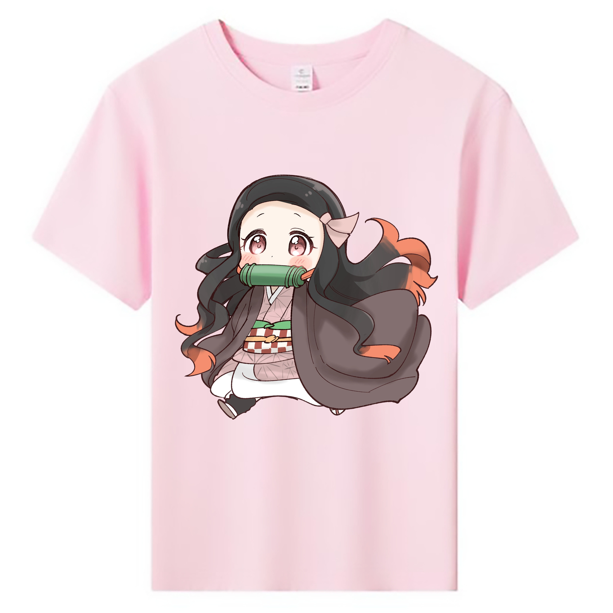 （画像用） 鬼滅の刃（きめつのやいば）竈門 禰󠄀豆子／かまど ねずこ Kamado Nezuko 綿100％キッズTシャツ（フロントプリント）