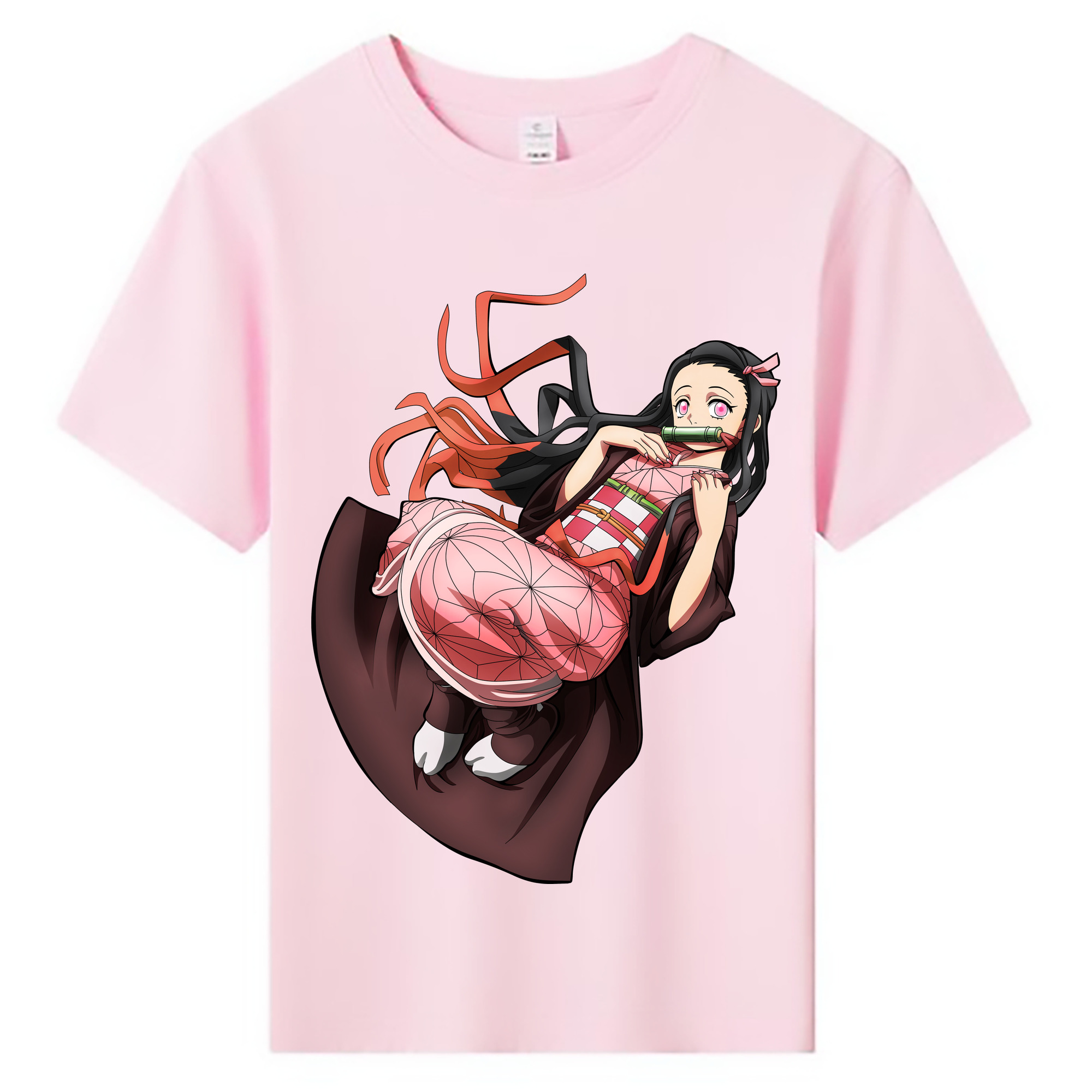 （画像用） 鬼滅の刃（きめつのやいば）竈門 禰󠄀豆子／かまど ねずこ Kamado Nezuko 綿100％キッズTシャツ（フロントプリント）