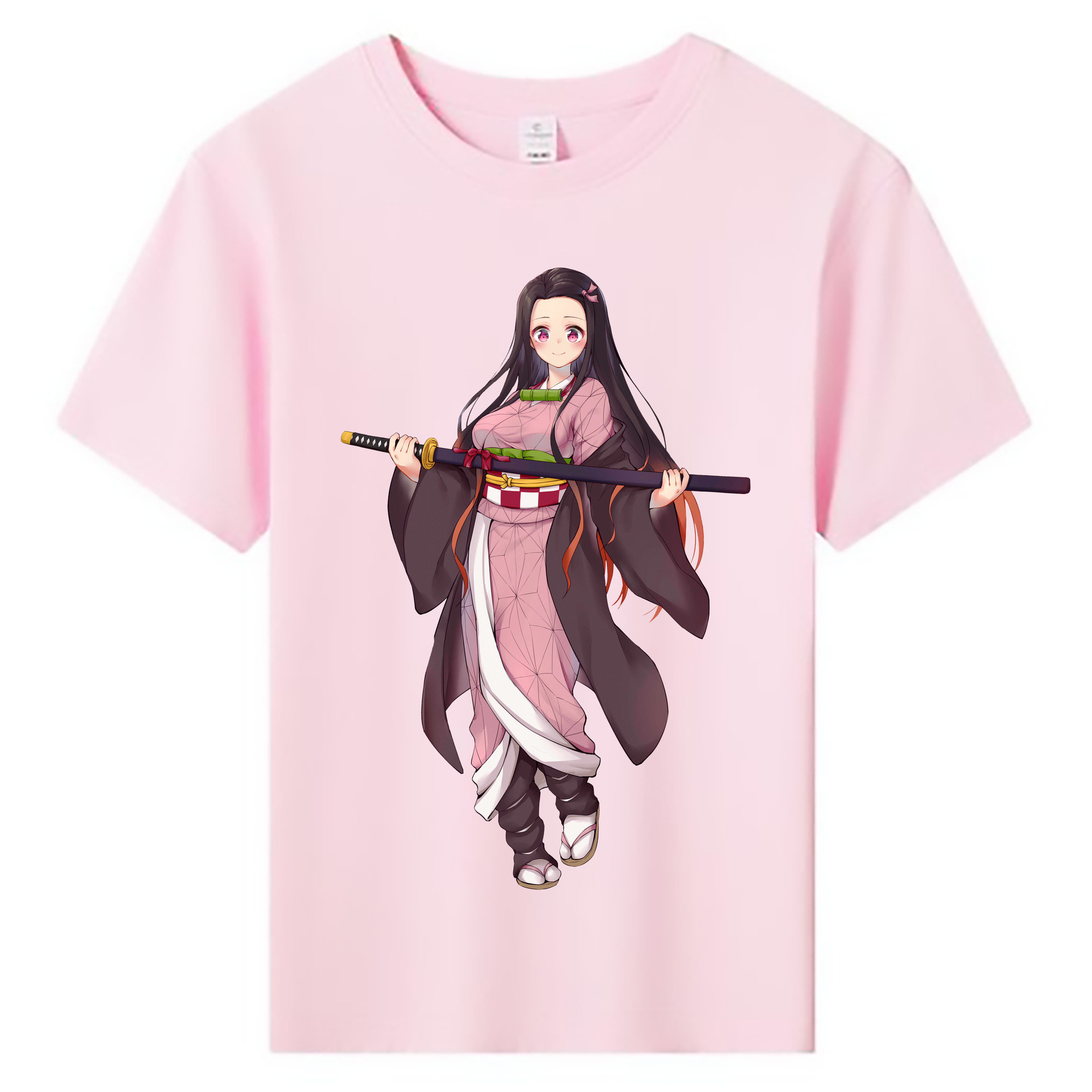 （画像用） 鬼滅の刃（きめつのやいば）竈門 禰󠄀豆子／かまど ねずこ Kamado Nezuko 綿100％キッズTシャツ（フロントプリント）