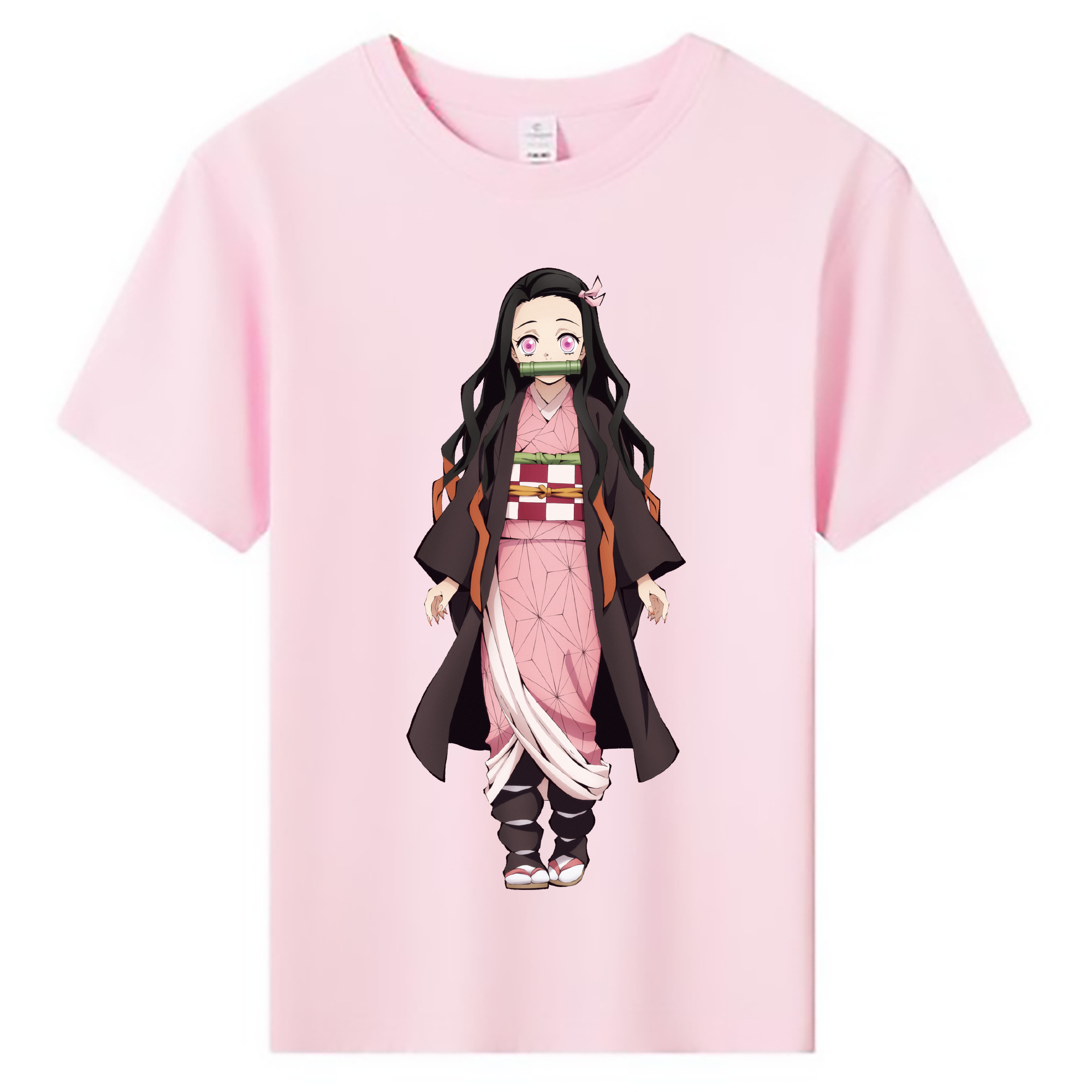 （画像用） 鬼滅の刃（きめつのやいば）竈門 禰󠄀豆子／かまど ねずこ Kamado Nezuko 綿100％キッズTシャツ（フロントプリント）