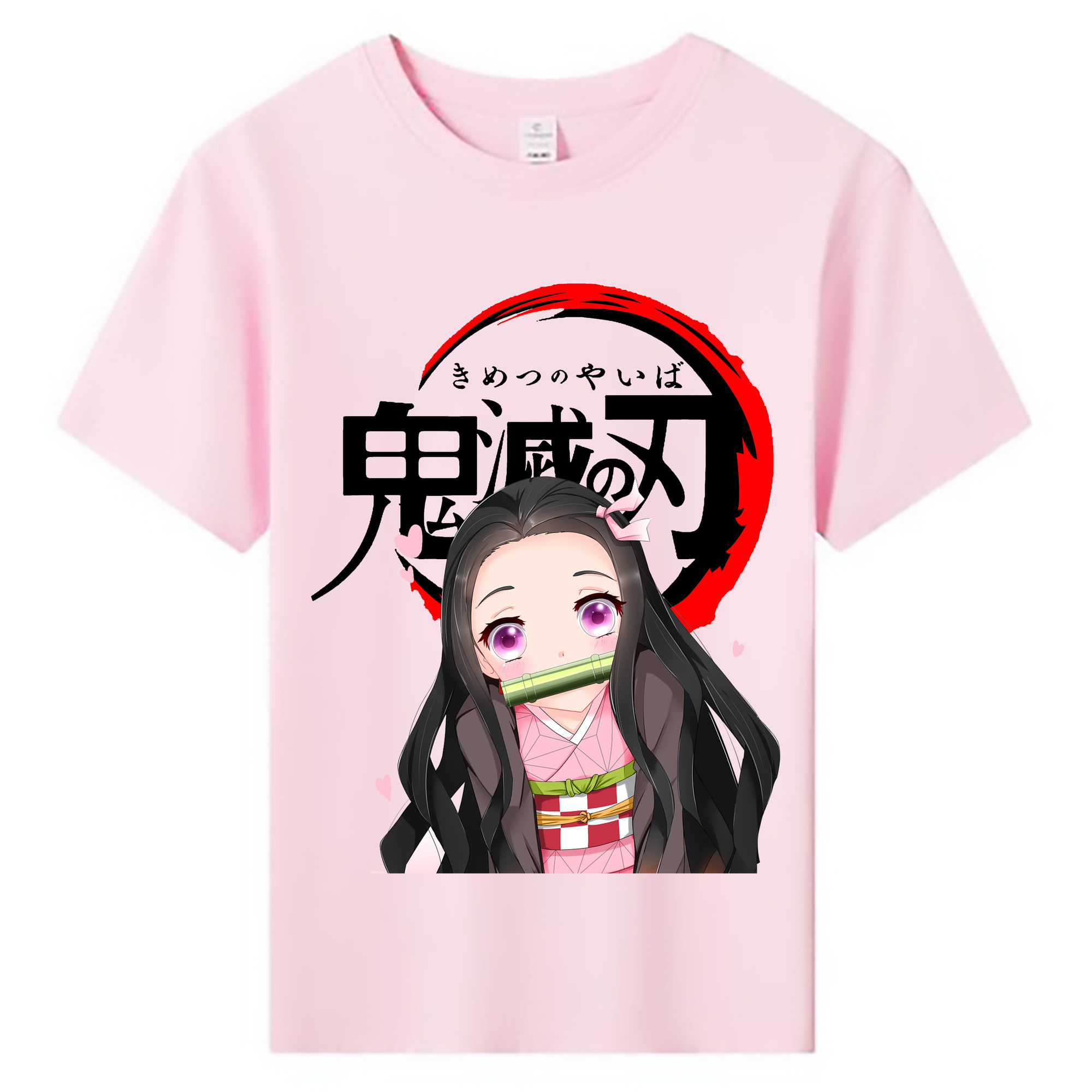 （画像用） 鬼滅の刃（きめつのやいば）竈門 禰󠄀豆子／かまど ねずこ Kamado Nezuko 綿100％キッズTシャツ（フロントプリント）