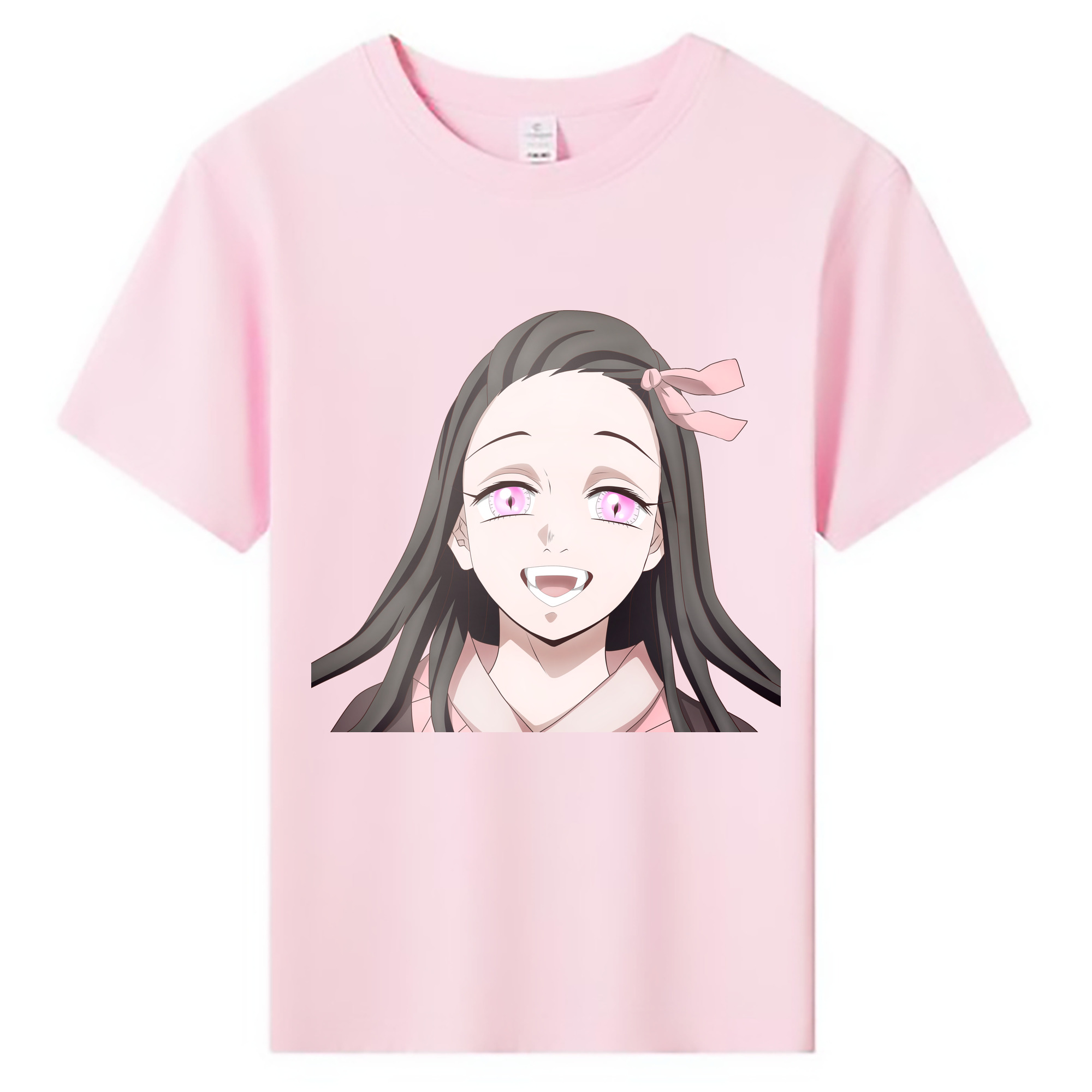 （画像用） 鬼滅の刃（きめつのやいば）竈門 禰󠄀豆子／かまど ねずこ Kamado Nezuko 綿100％キッズTシャツ（フロントプリント）