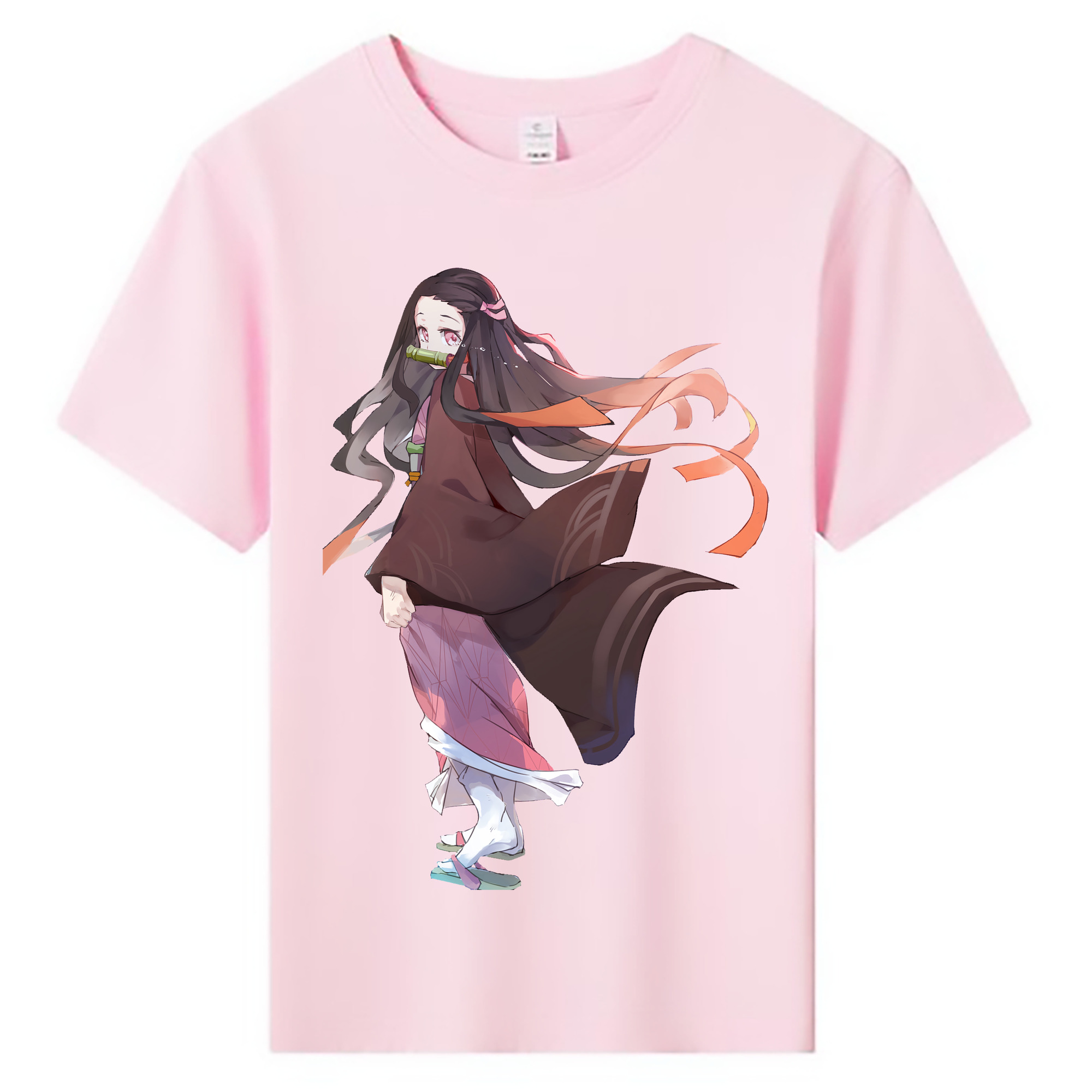 （画像用） 鬼滅の刃（きめつのやいば）竈門 禰󠄀豆子／かまど ねずこ Kamado Nezuko 綿100％キッズTシャツ（フロントプリント）