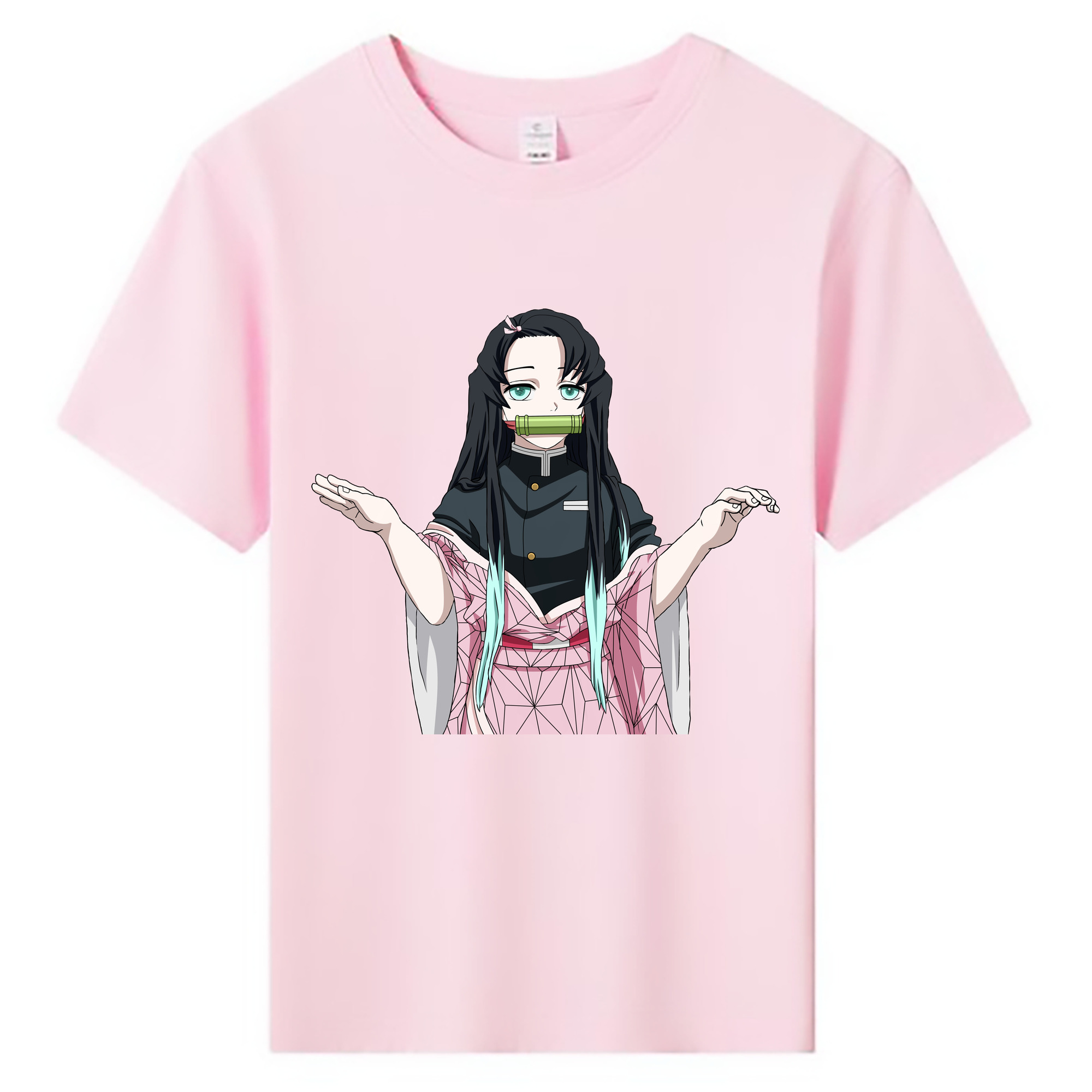 （画像用） 鬼滅の刃（きめつのやいば）竈門 禰󠄀豆子／かまど ねずこ Kamado Nezuko 綿100％キッズTシャツ（フロントプリント）